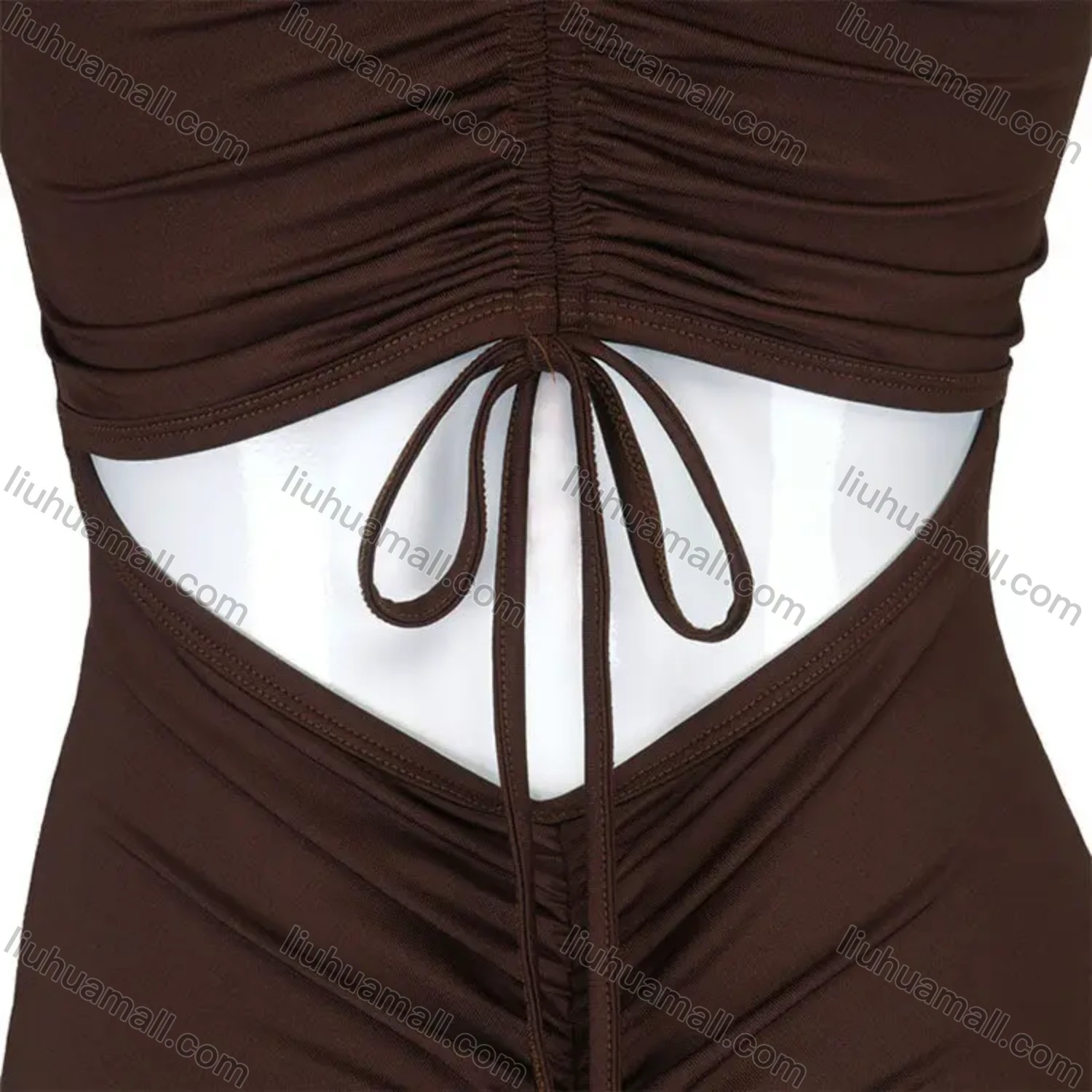 Wholesale Women's Sexy Plain Zip Front Drawstring Back Long Sleeve Hip LIfting Romper - Liuhuamall