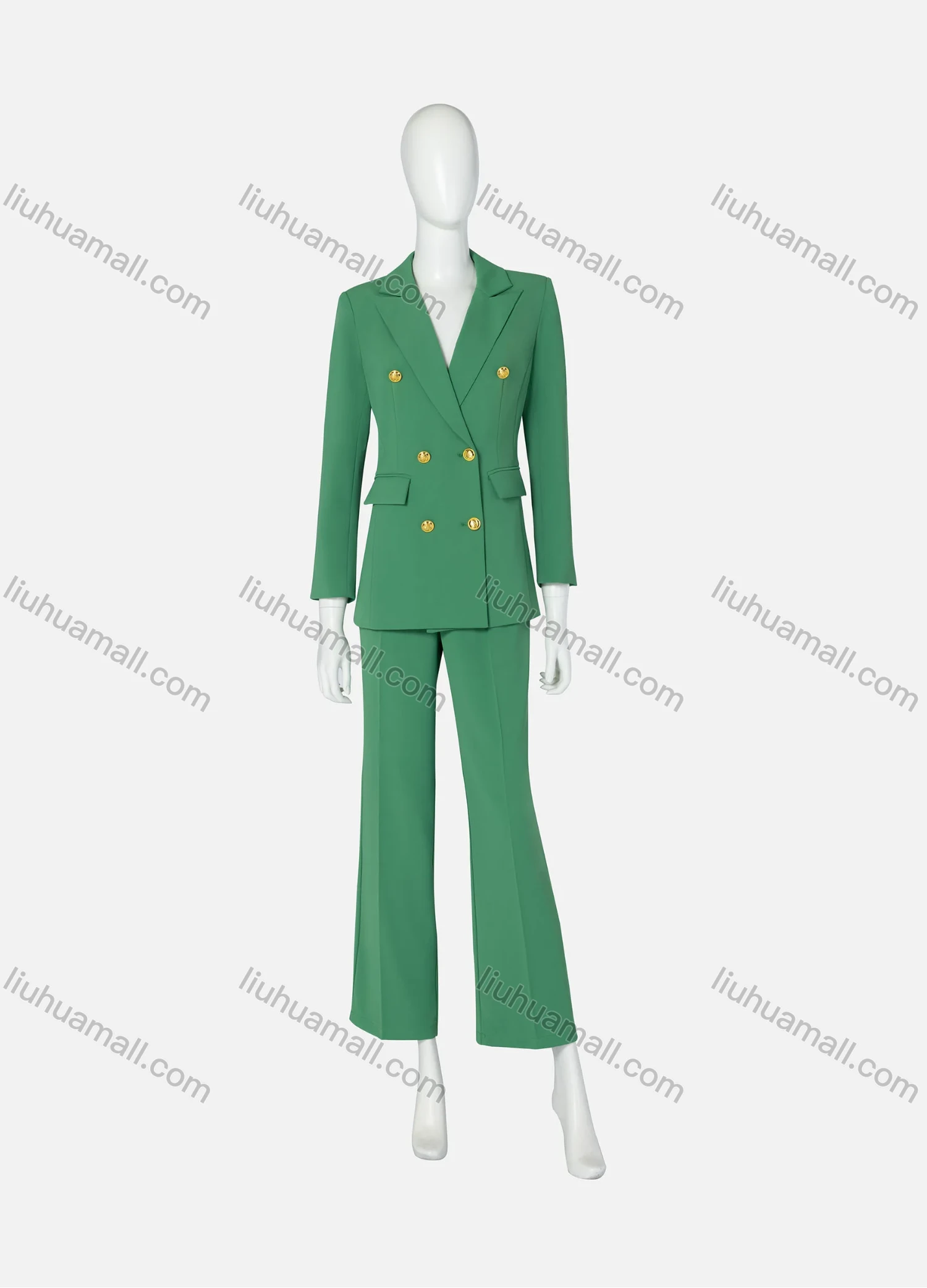 Wholesale Women's Formal Lapel Flap Pockets Doubel Breasted Blazer & Suit Pants 2-Piece Suit Sets - Liuhuamall