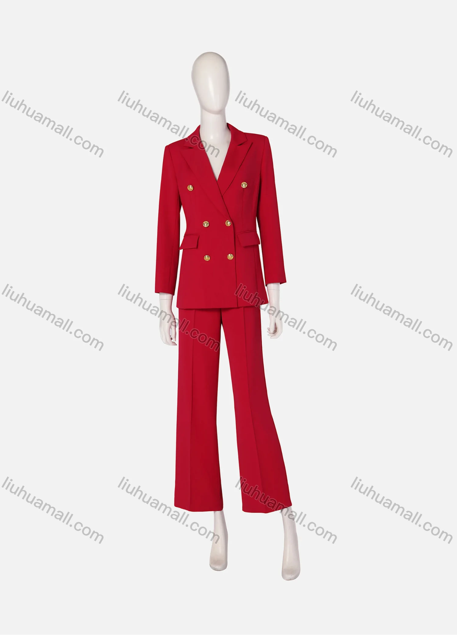 Wholesale Women's Formal Lapel Flap Pockets Doubel Breasted Blazer & Suit Pants 2-Piece Suit Sets - Liuhuamall