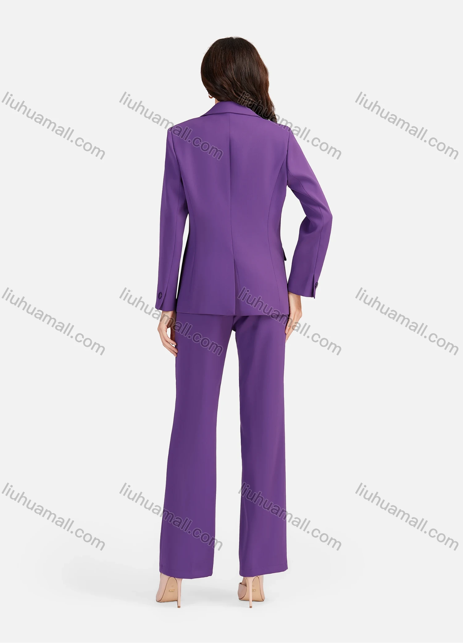 Wholesale Women's Formal Lapel Plain Flap Pockets Single Breasted Blazer & Suit Pants 2-Piece Suit Sets 4042-4# - Liuhuamall