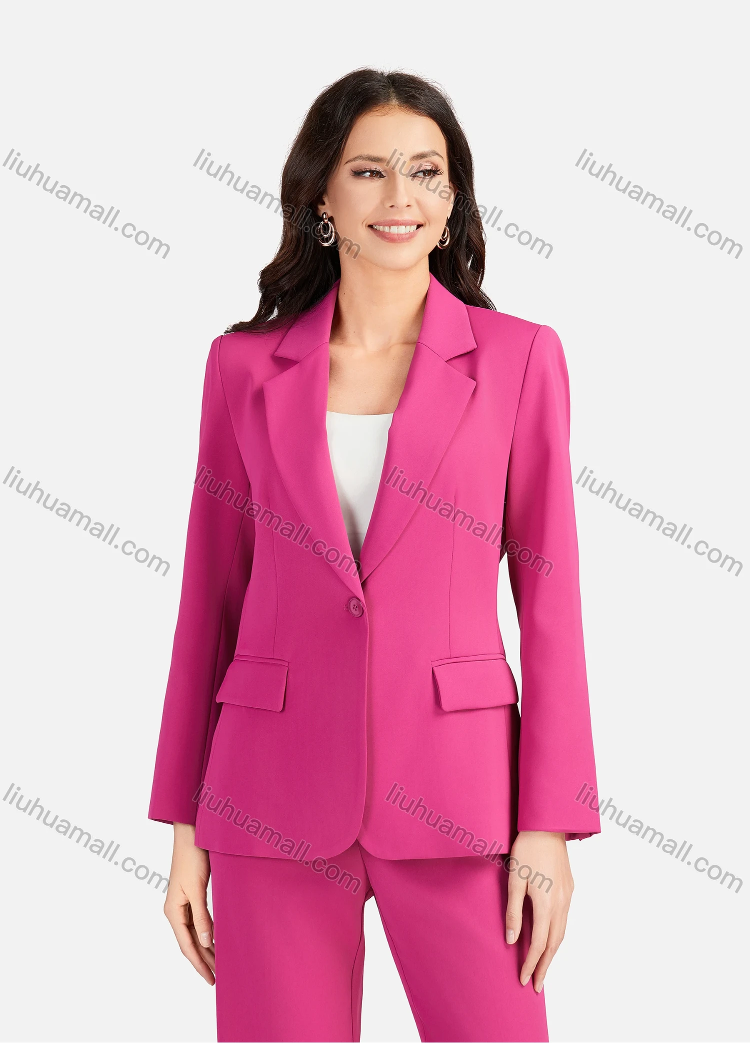 Wholesale Women's Formal Lapel Plain Flap Pockets Single Breasted Blazer & Suit Pants 2-Piece Suit Sets 4042-7# - Liuhuamall