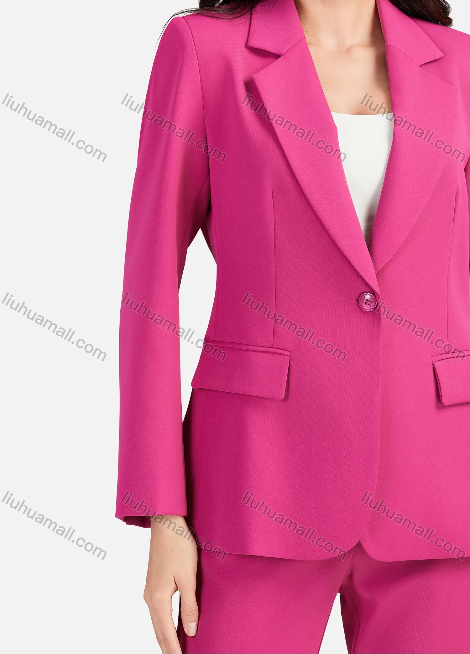 Wholesale Women's Formal Lapel Plain Flap Pockets Single Breasted Blazer & Suit Pants 2-Piece Suit Sets 4042-7# - Liuhuamall