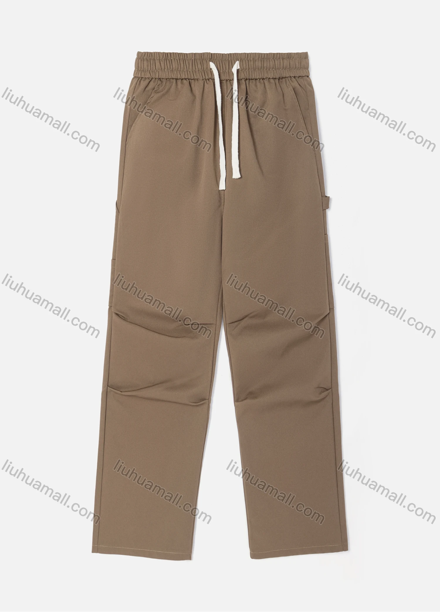 Wholesale Men's Casual Patch Pocket Ruched Plain Elastic Waist Drawstring Pant K8016# - Liuhuamall