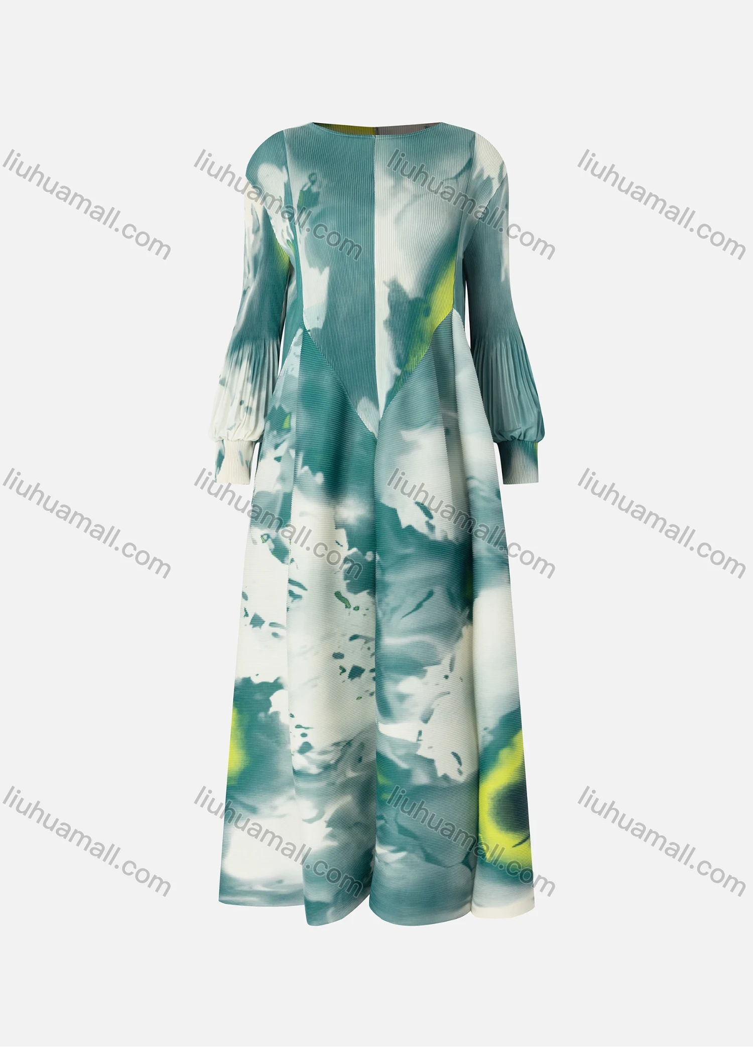 Wholesale Women's Casual Crew Neck Long Sleeve Abstract Maxi Dress 2800# - Liuhuamall
