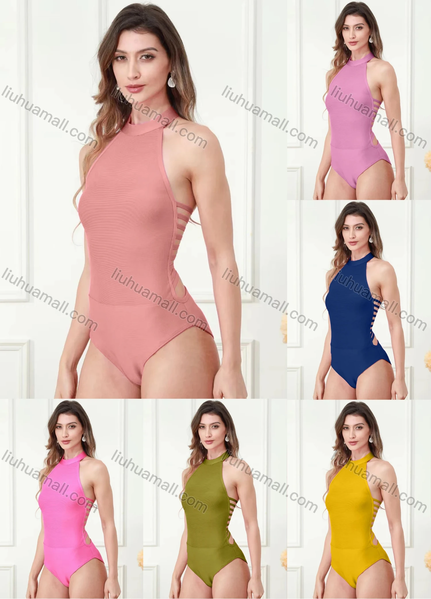 Wholesale Women's Lovely Sleeveless Zip Back Cut Out Bodysuit - Liuhuamall