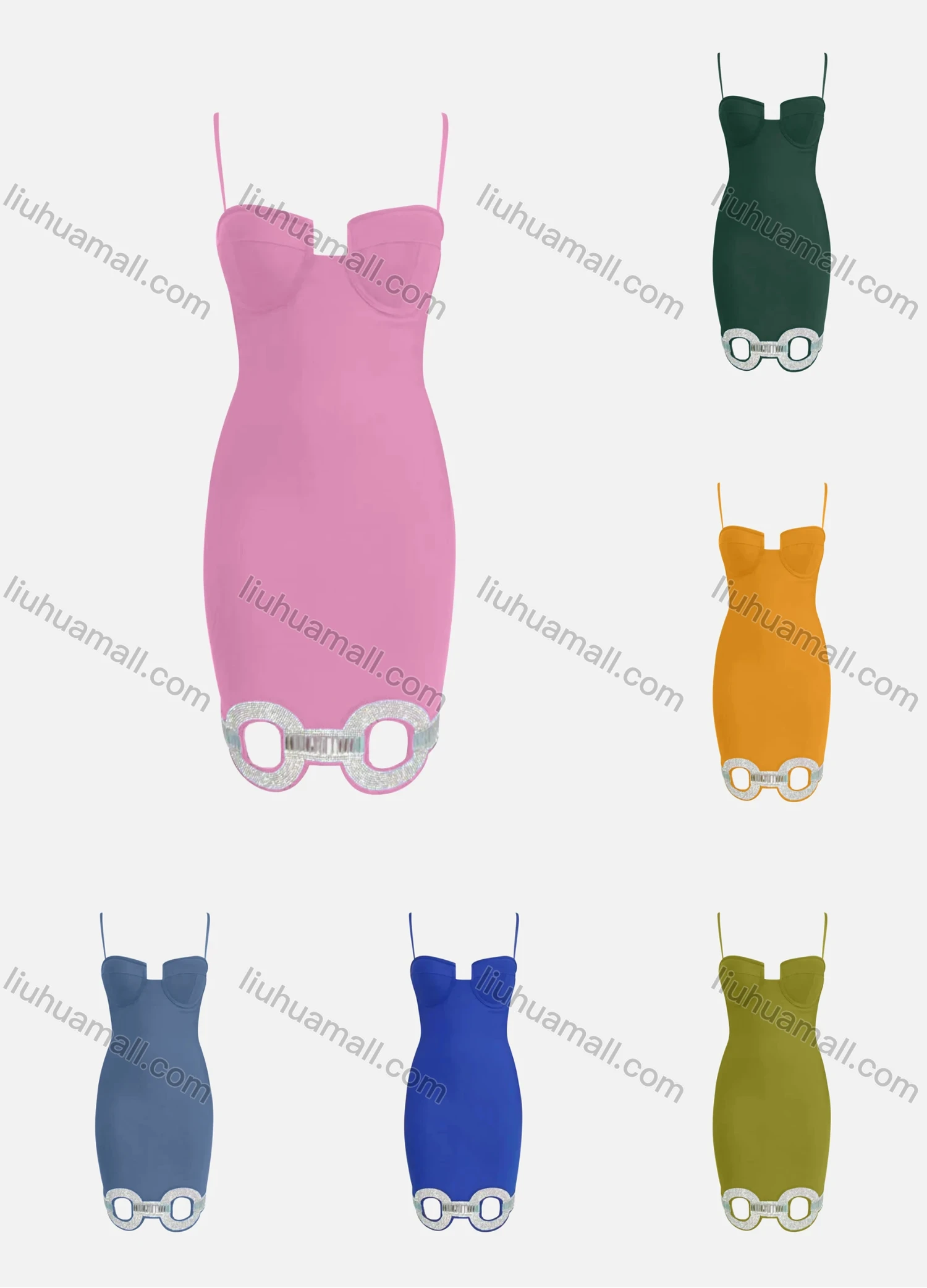 Wholesale Women's Elegant Spaghetti Strap Sequin Hollow Out Short Cami Dress - Liuhuamall