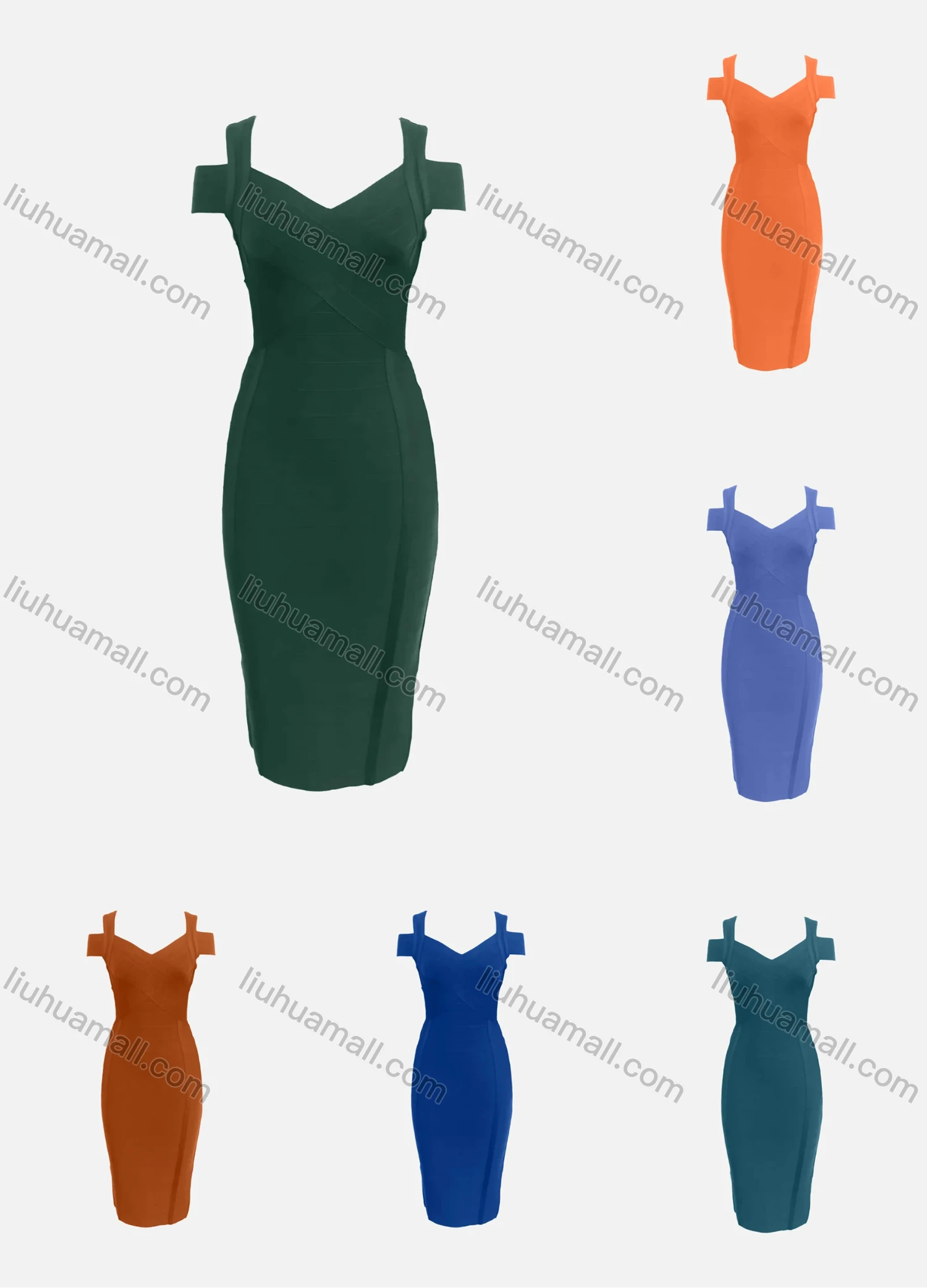 Wholesale Women's Elegant V Neck Pencil Hem Bandage Bodycon Tank Midi Dress - Liuhuamall