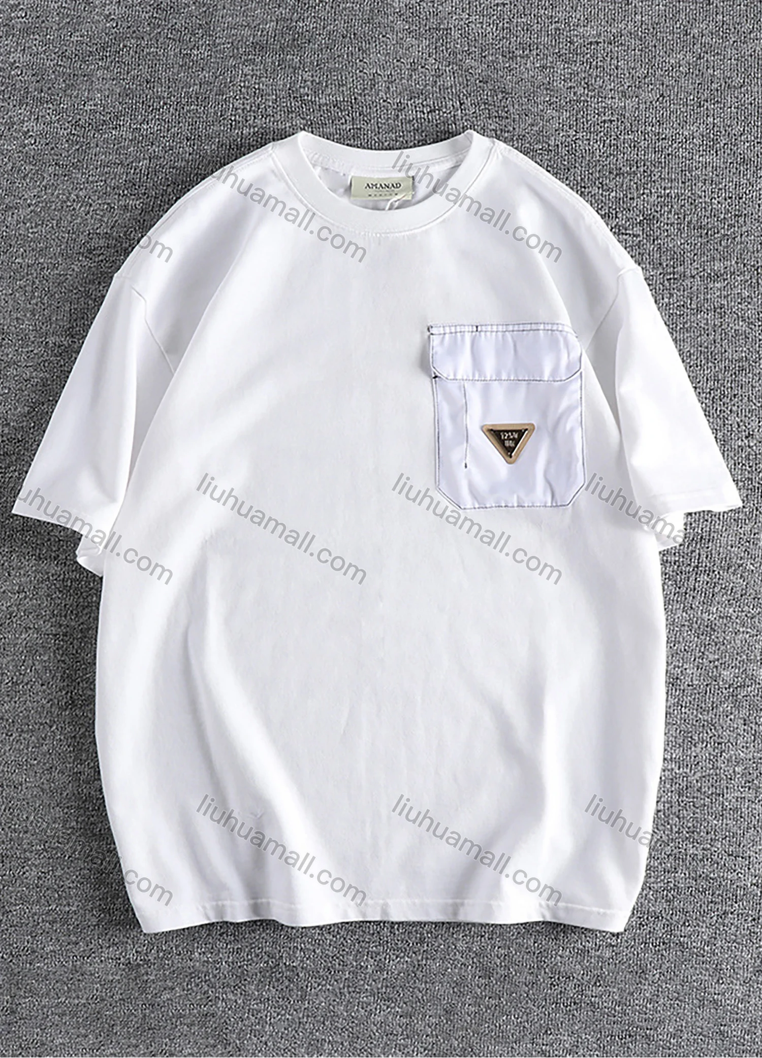 Wholesale Men's Fashion 100%Cotton Round Neck Short Sleeve Flap Pockets Plain Label Drop Shoulder T-shirts - Liuhuamall