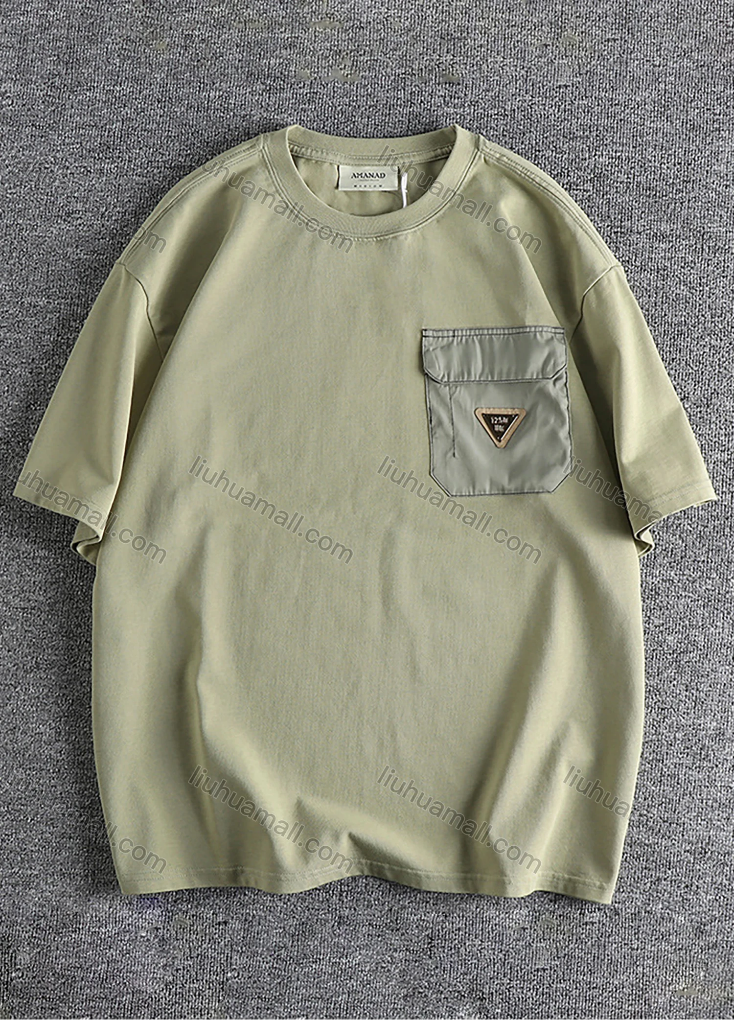 Wholesale Men's Fashion 100%Cotton Round Neck Short Sleeve Flap Pockets Plain Label Drop Shoulder T-shirts - Liuhuamall