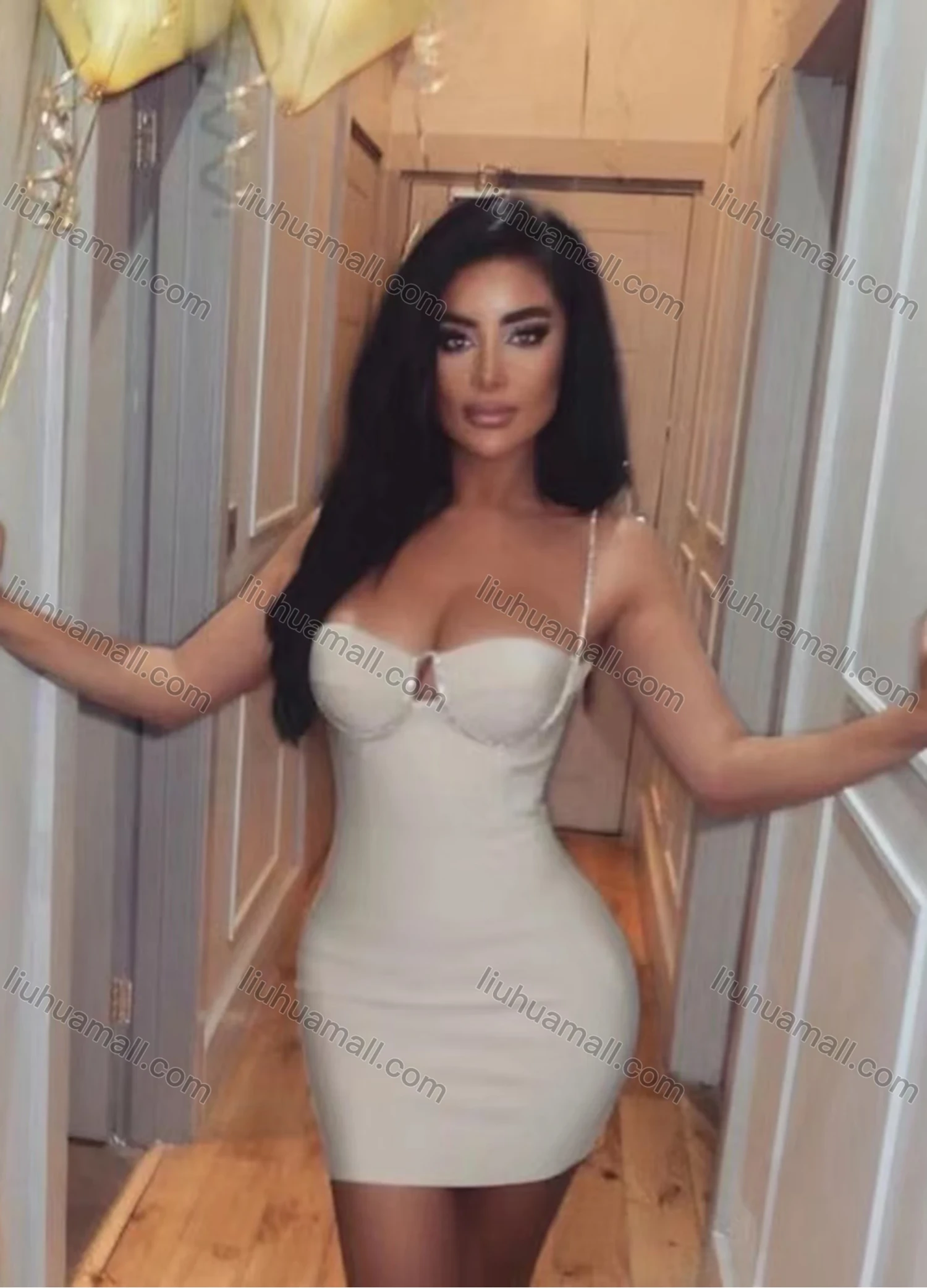 Wholesale Women's Sexy Spaghetti Strap Open Back Splicing Mini Cami Dress - Liuhuamall