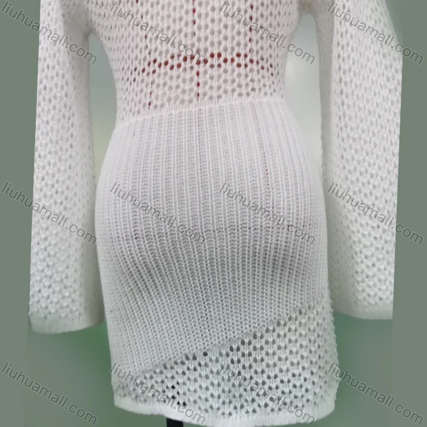 Wholesale Women's Vacation Hollow Out Tie Front Semi-Sheer Cover Up Two Piece Sets - Liuhuamall