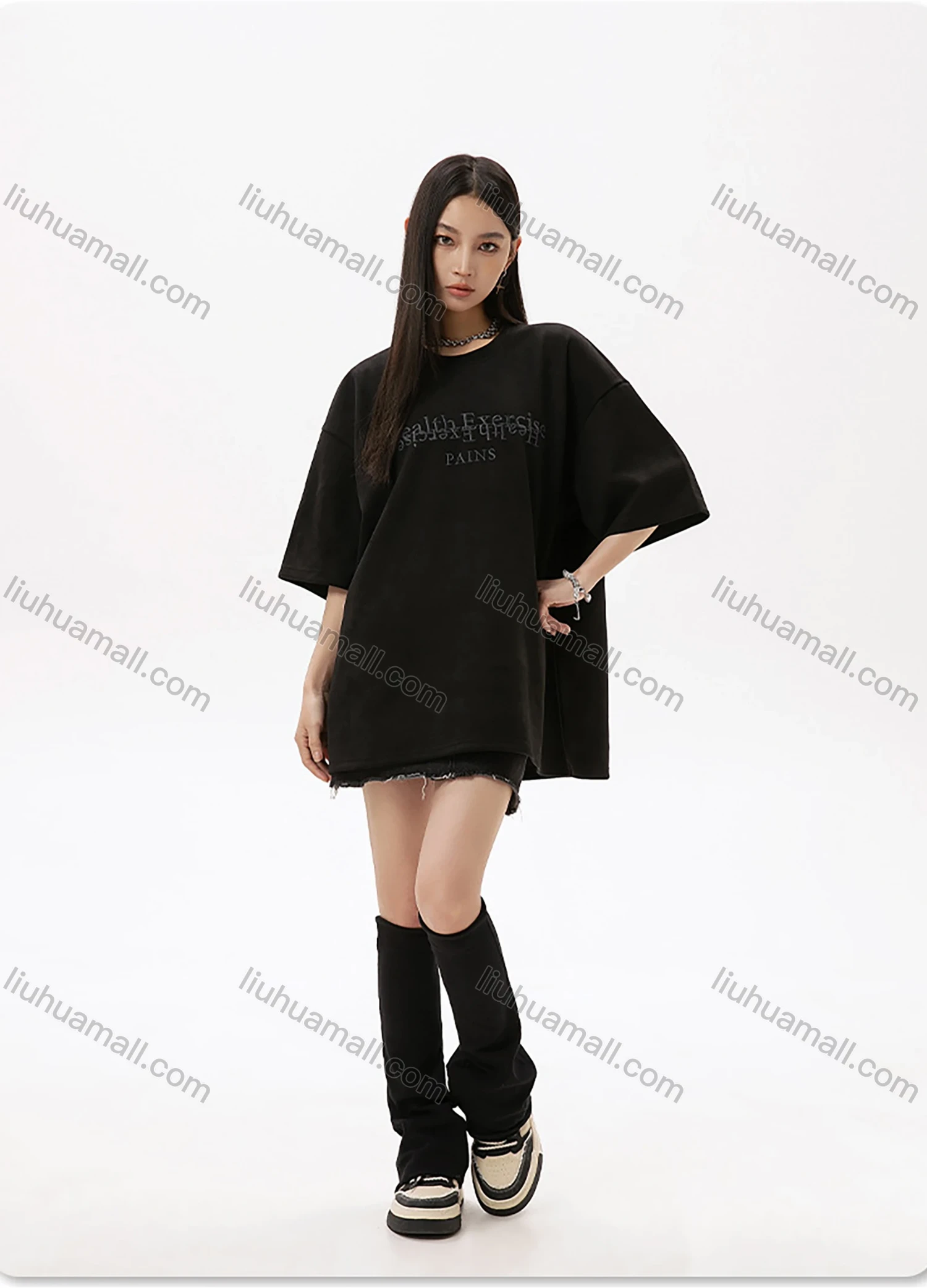 Wholesale Men's Fashion Plain Letter Round Neck Short Sleeve Unisex Drop Shoulder Suede T-shirts - Liuhuamall