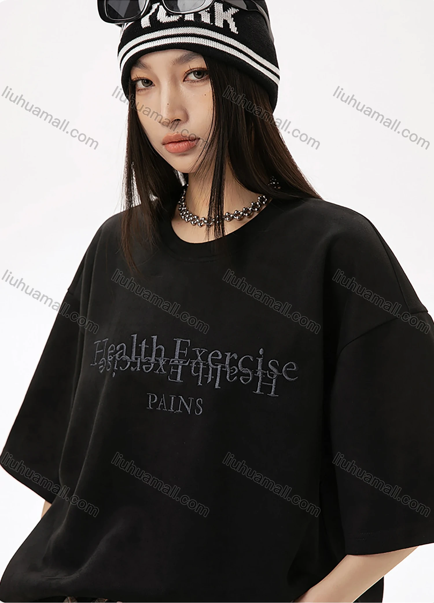 Wholesale Men's Fashion Plain Letter Round Neck Short Sleeve Unisex Drop Shoulder Suede T-shirts - Liuhuamall