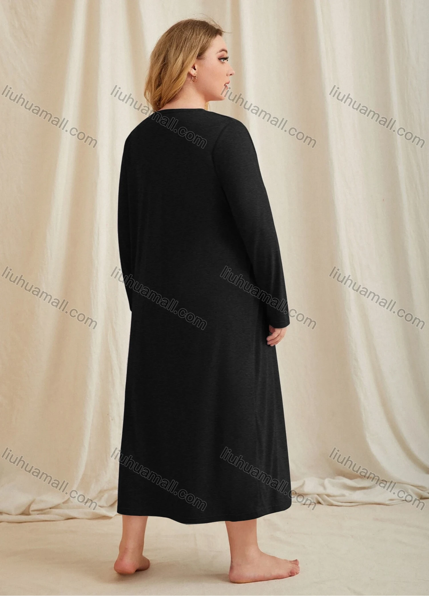 Wholesale Women's Lounge Milk Silk Plain Midi Cami Nightgown & Long Sleeve Cardigan 2 Piece Sets DM3101# - Liuhuamall