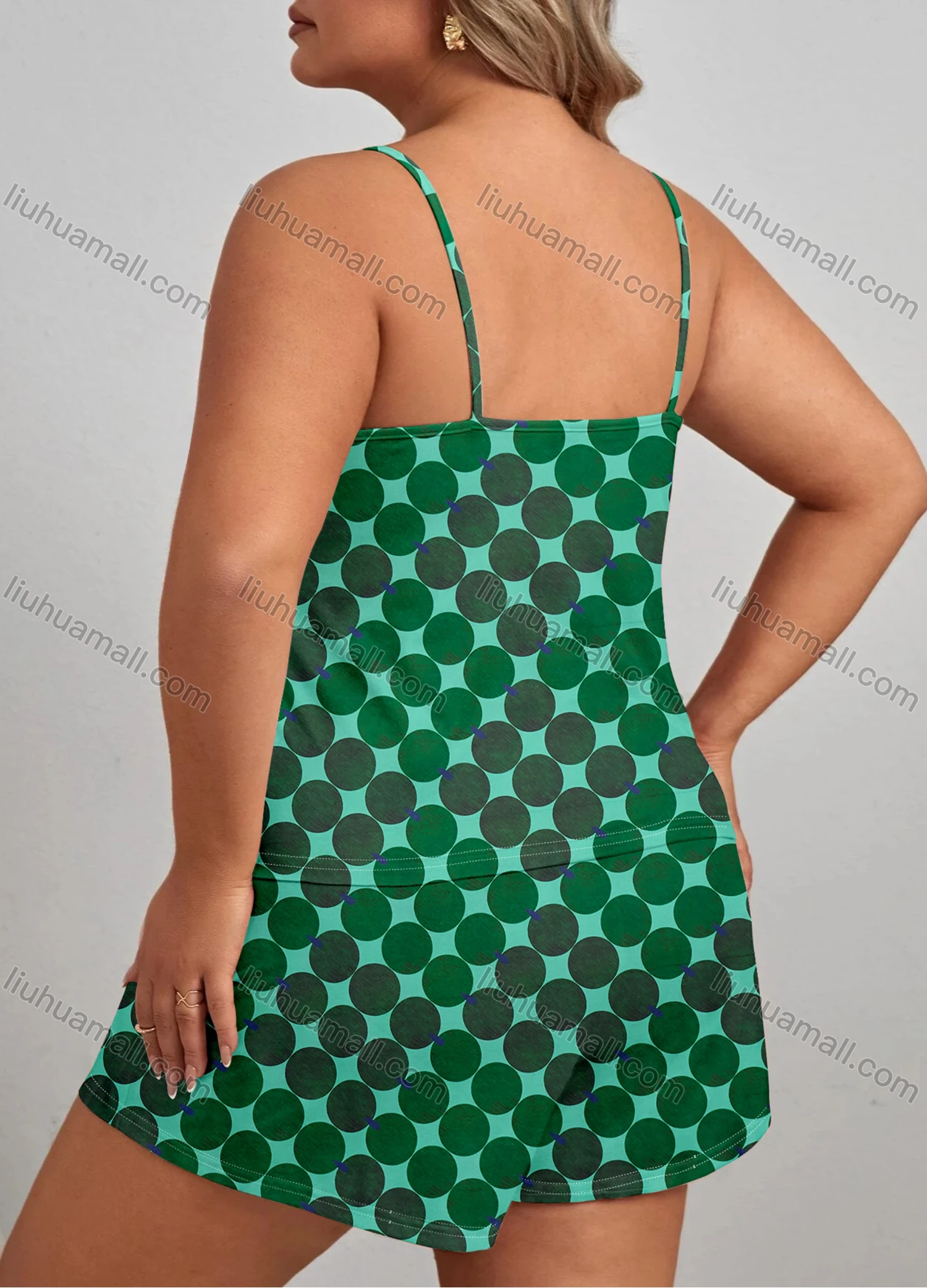 Wholesale Women's Lounge Milk Silk Sleeveless Polka Dot Print Cami Tops & Shorts Pajamas Sets DM2105-03# - Liuhuamall