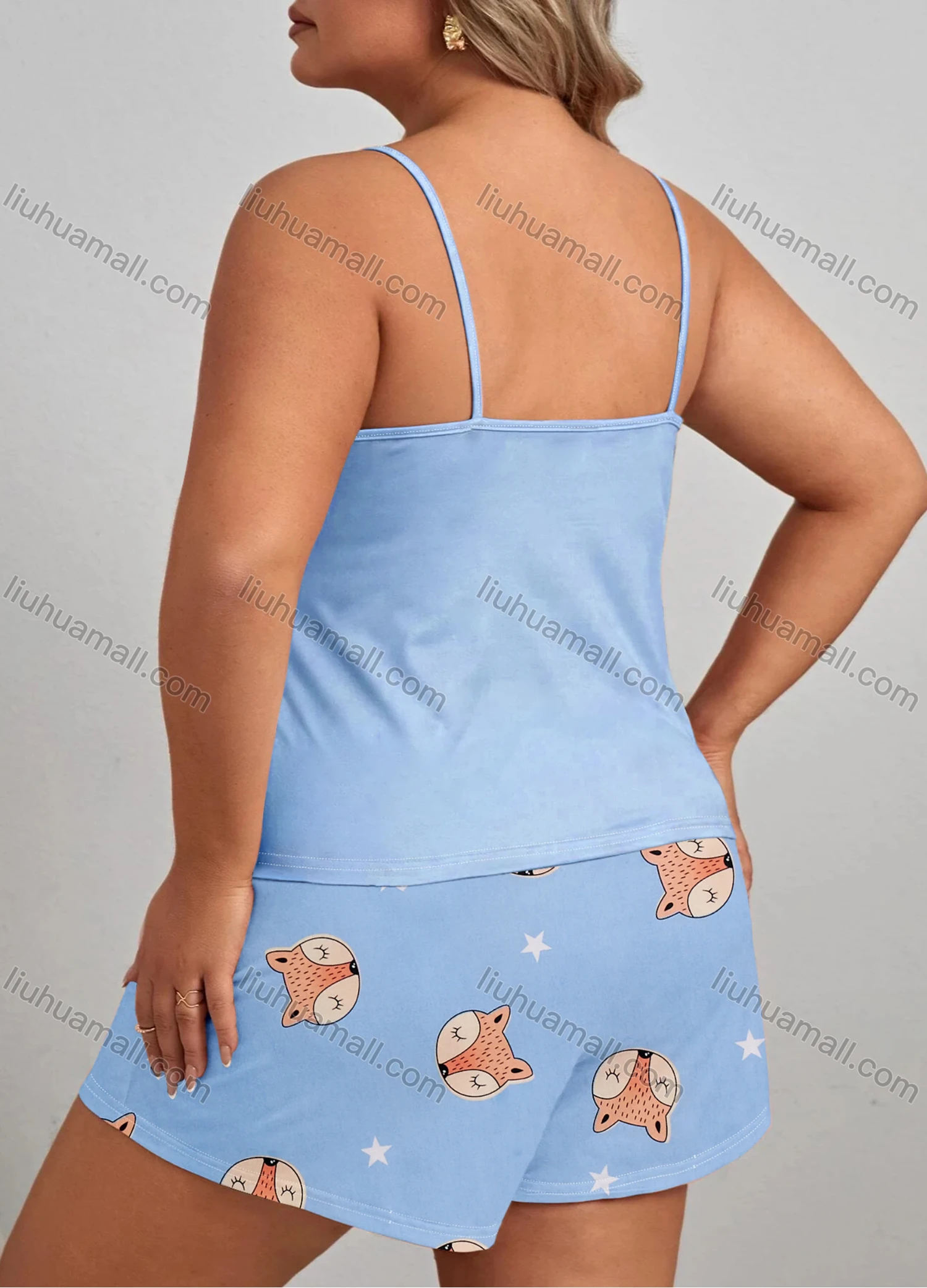 Wholesale Women's Lounge Milk Silk Sleeveless Animal Letter Print Cami Tops & Shorts Pajamas Sets DM2101-04# - Liuhuamall