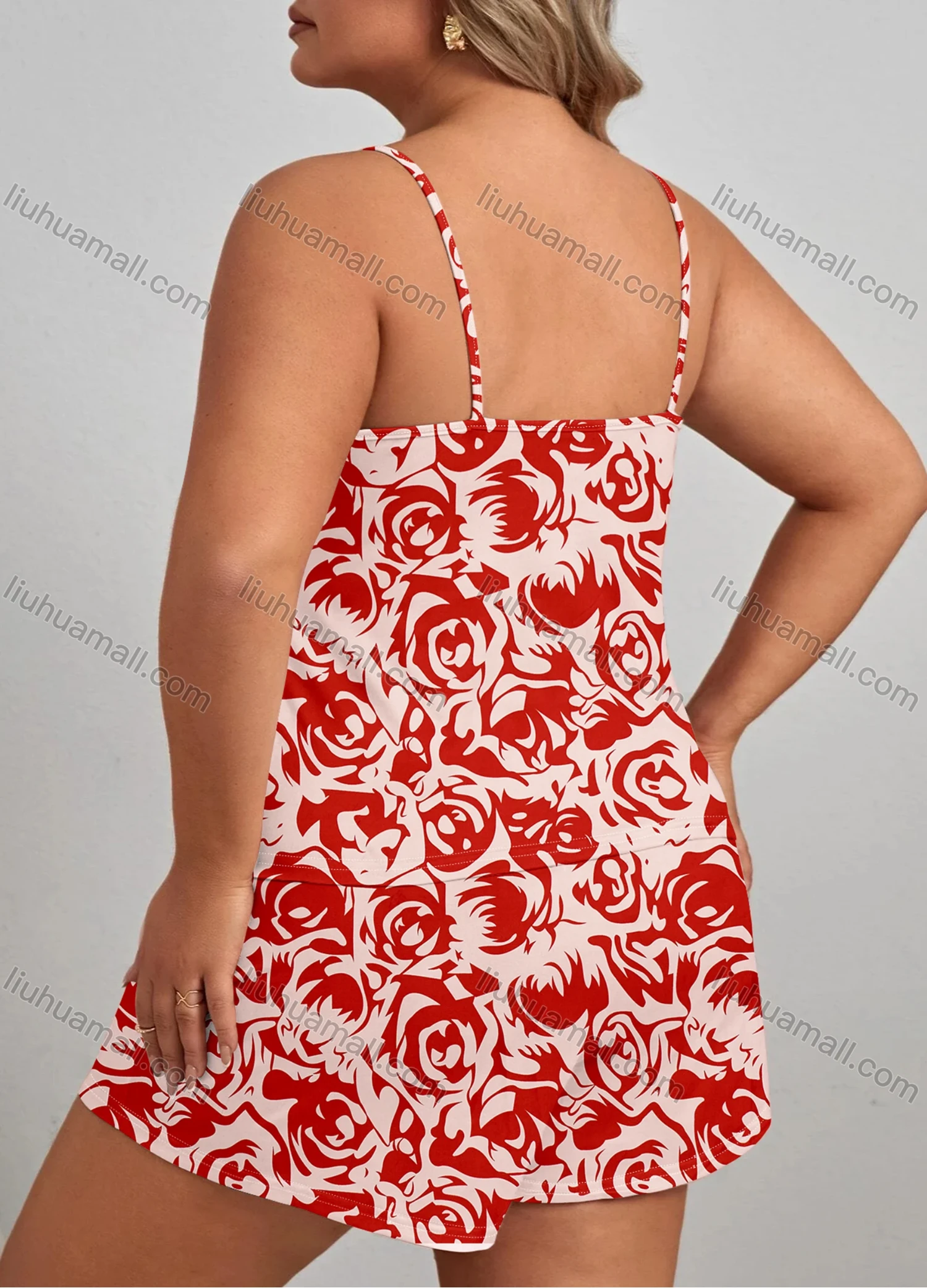 Wholesale Women's Lounge Milk Silk Sleeveless Allover Print Cami Tops & Shorts Pajamas Sets DM2105-05# - Liuhuamall