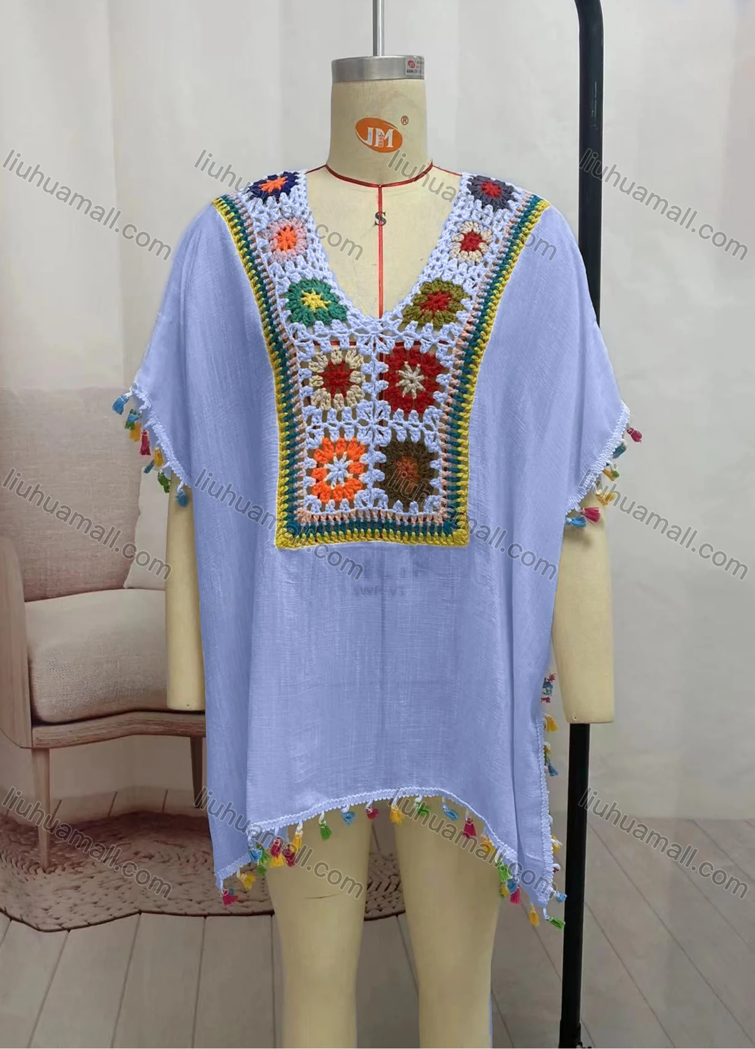 Wholesale Women's Casual Hollow Out Crochet Tassel Cape 2295# - Liuhuamall