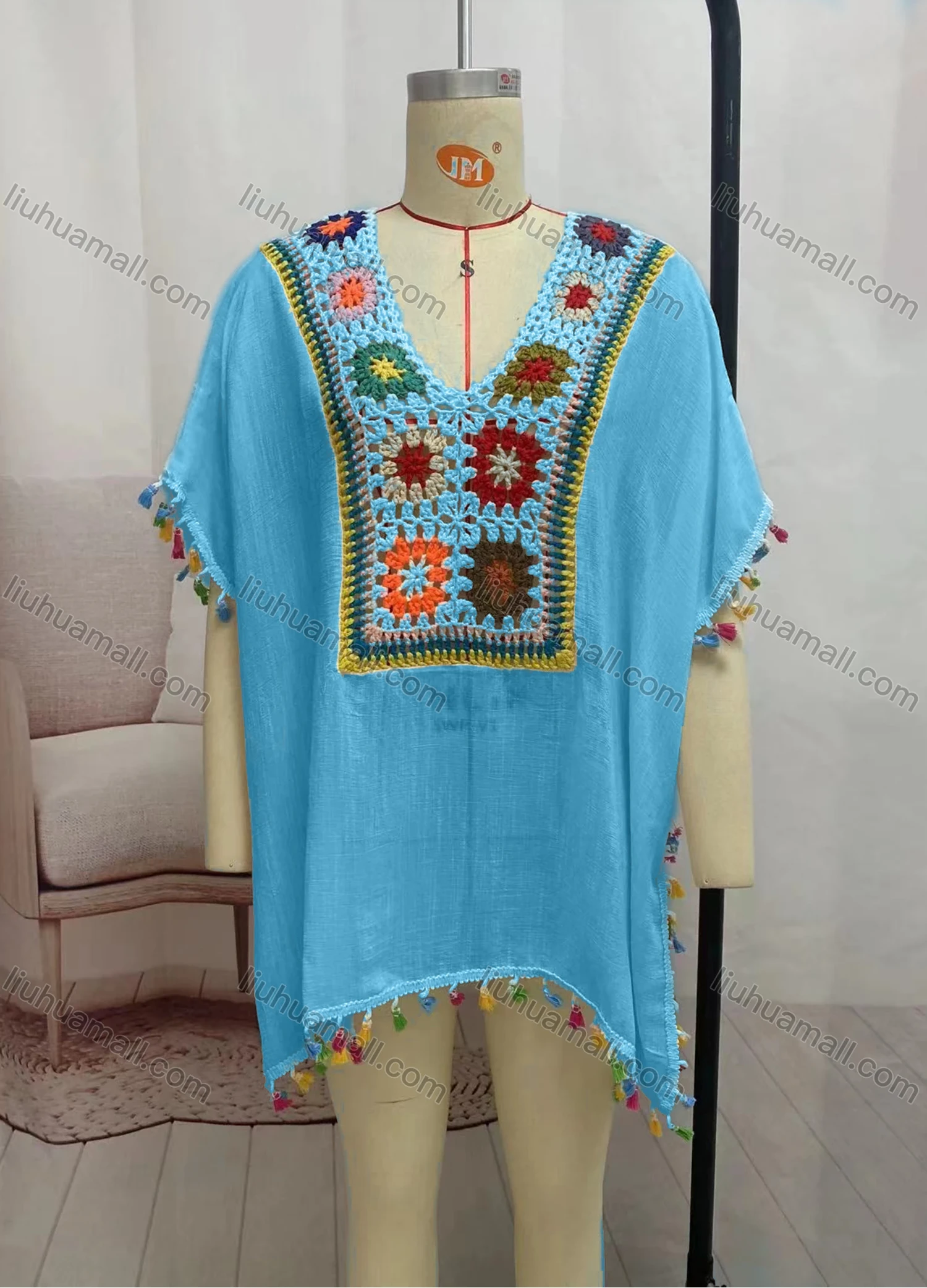 Wholesale Women's Casual Hollow Out Crochet Tassel Cape 2295# - Liuhuamall