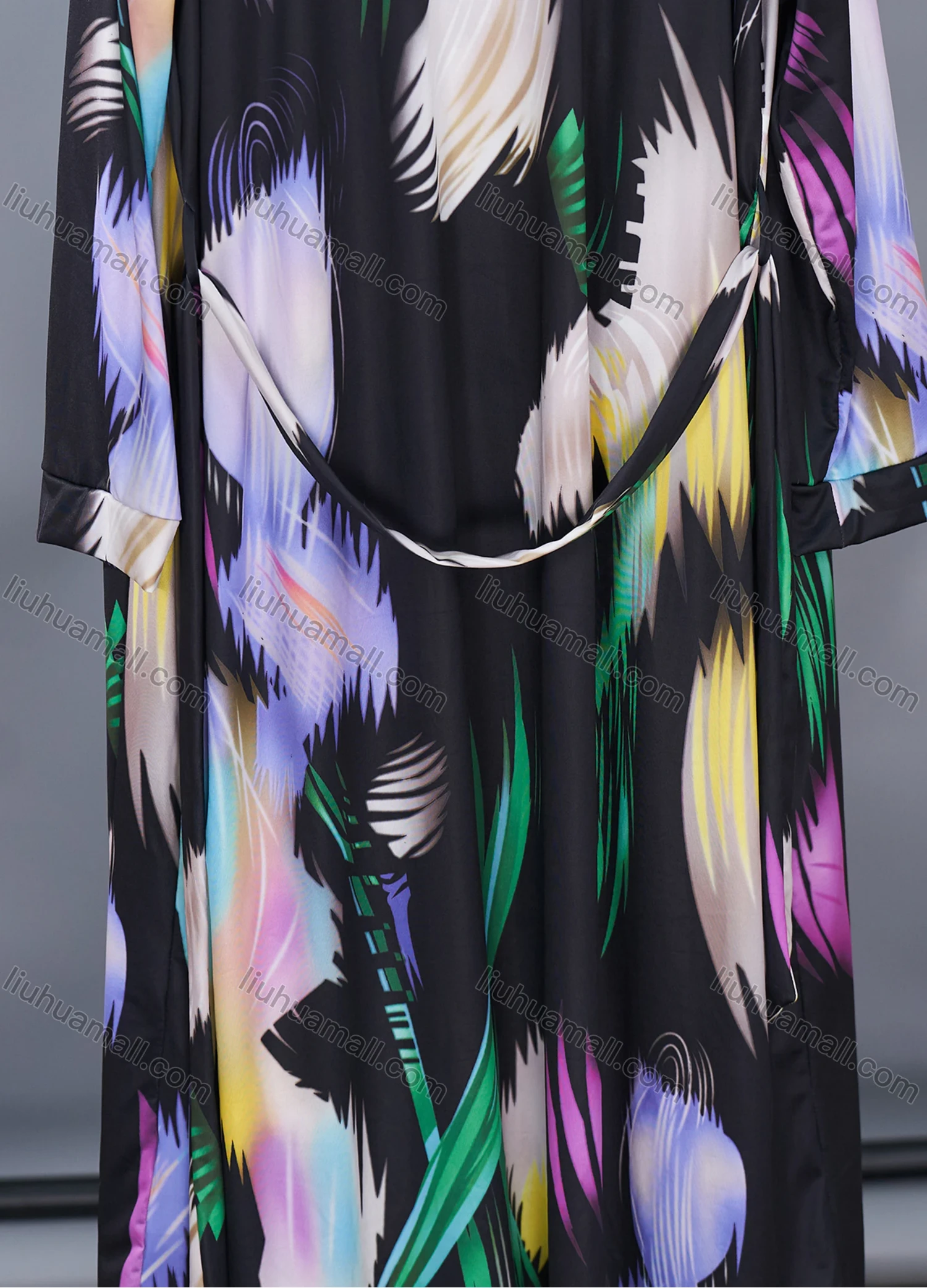 Wholesale Women's Lounge Abstract Print Sleeveless Ruched Cami Top & Pant & Long Sleeve Cardigan With Belt 3 Piece Sets DM3104# - Liuhuamall