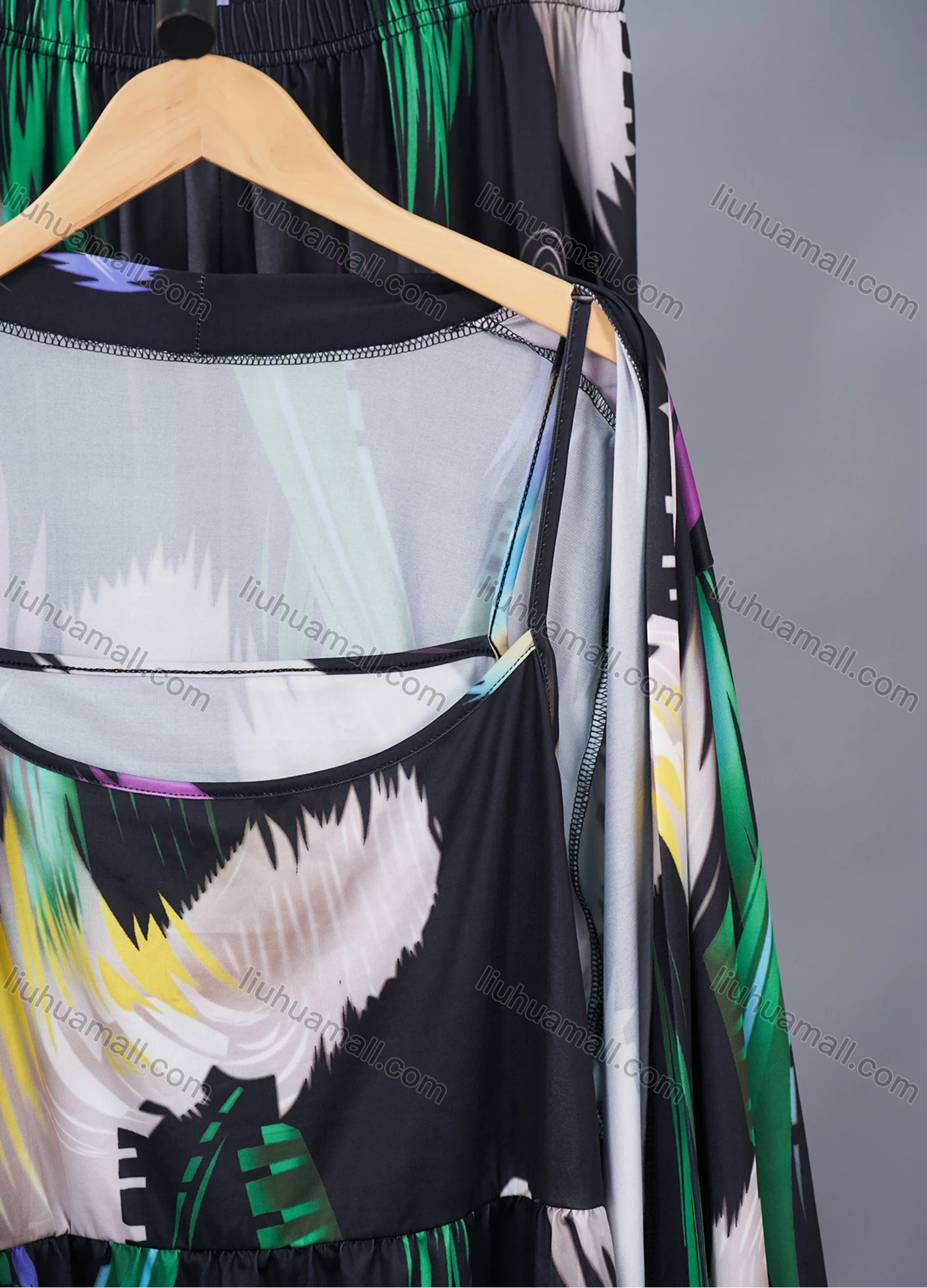 Wholesale Women's Lounge Abstract Print Sleeveless Ruched Cami Top & Pant & Long Sleeve Cardigan With Belt 3 Piece Sets DM3104# - Liuhuamall