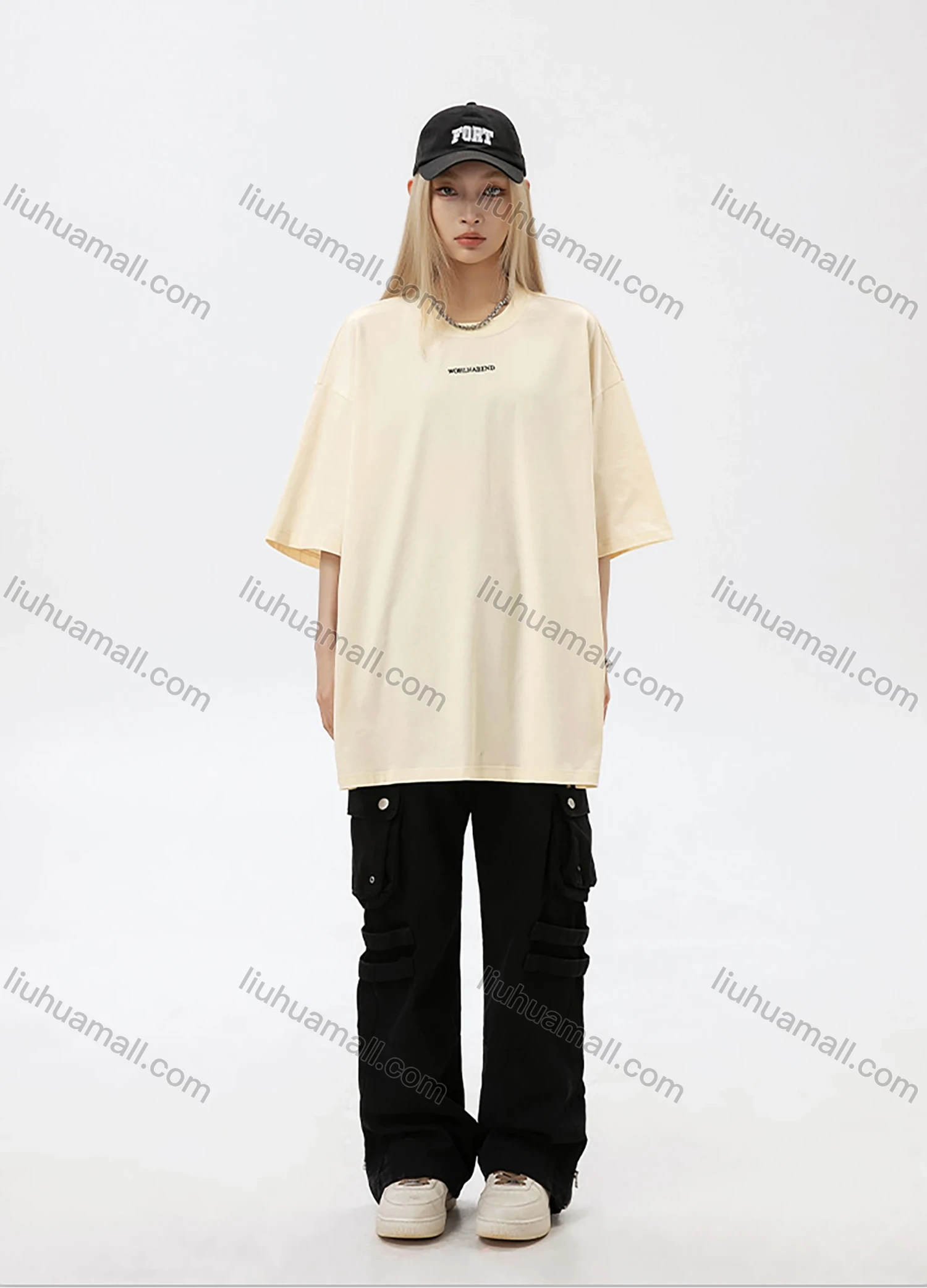 Wholesale Men's Fashion 100%Cotton Letter Round Neck Short Sleeve Unisex Drop Shoulder T-shirts - Liuhuamall