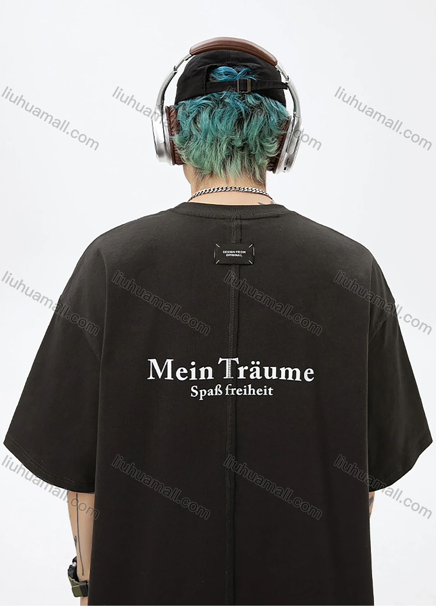 Wholesale Men's Fashion 100%Cotton Letter Round Neck Short Sleeve Unisex Drop Shoulder T-shirts - Liuhuamall