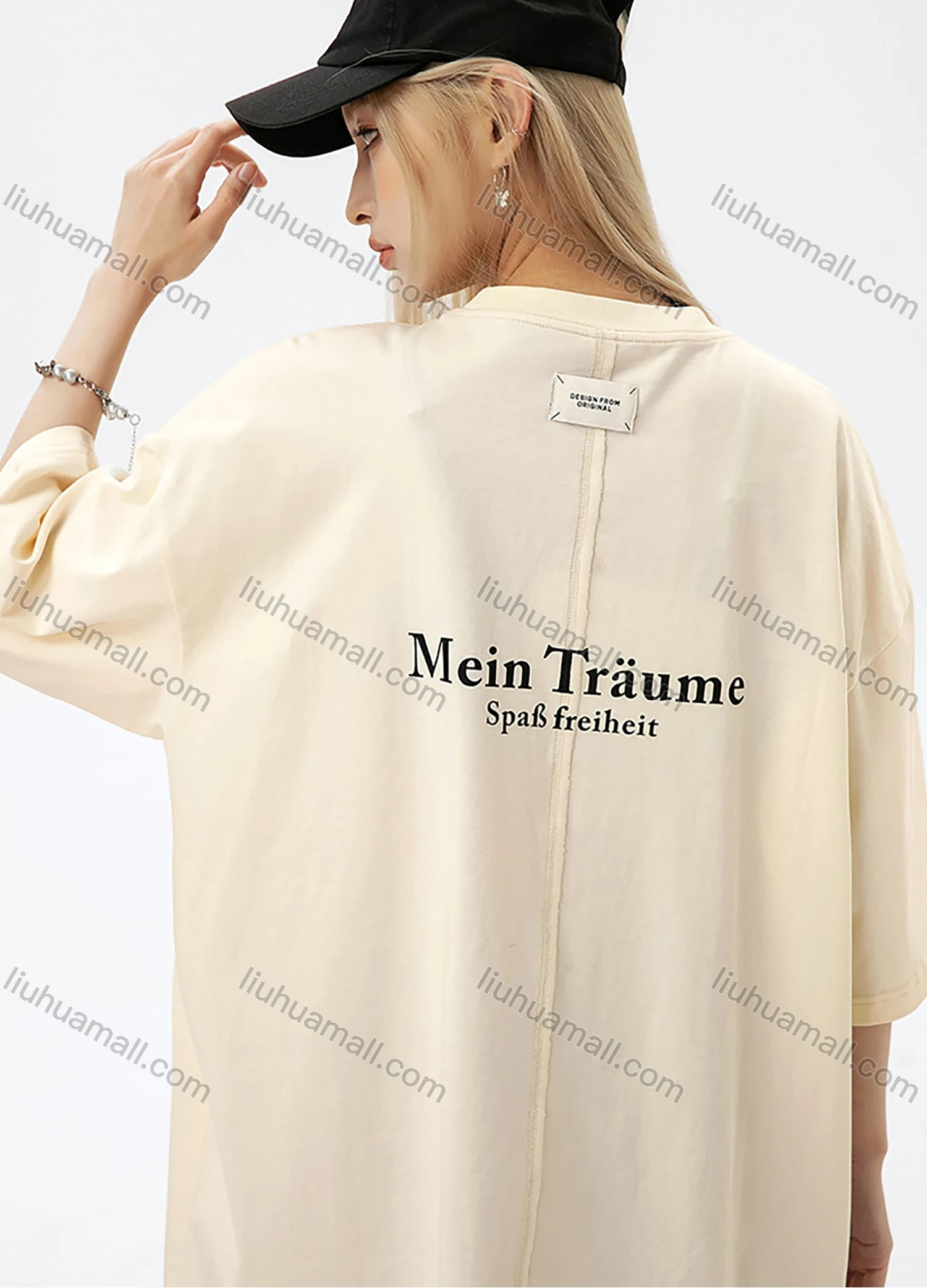 Wholesale Men's Fashion 100%Cotton Letter Round Neck Short Sleeve Unisex Drop Shoulder T-shirts - Liuhuamall