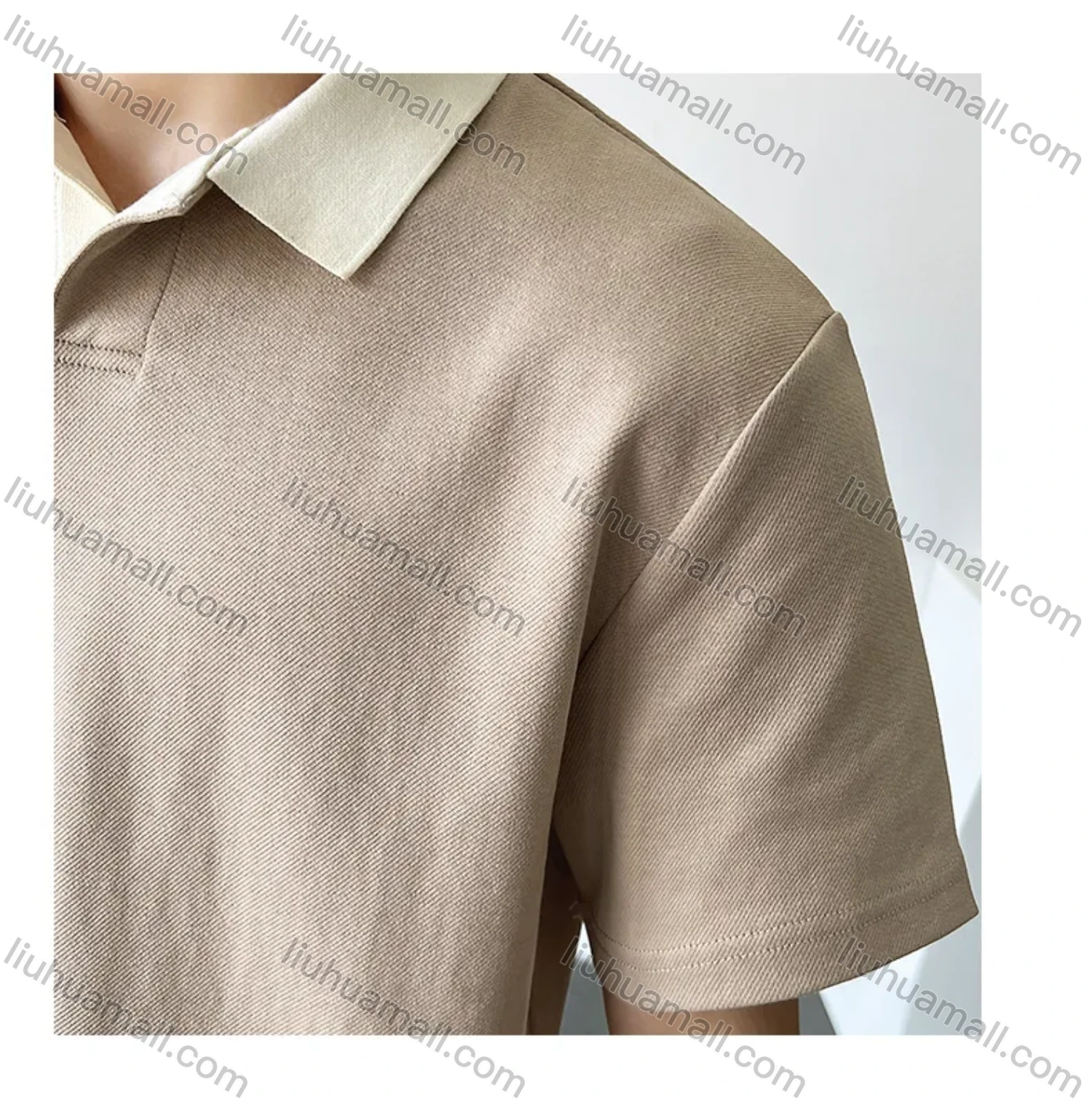Wholesale Men's Casual Plain Collared Short Sleeve T-Shirt - Liuhuamall