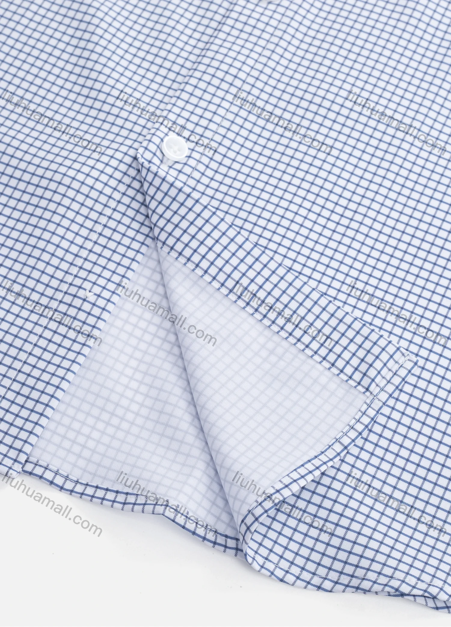 Wholesale Men's Casual Collared Plaid Print Patch Pocket Button Down Curved Hem Long Sleeve Shirt - Liuhuamall