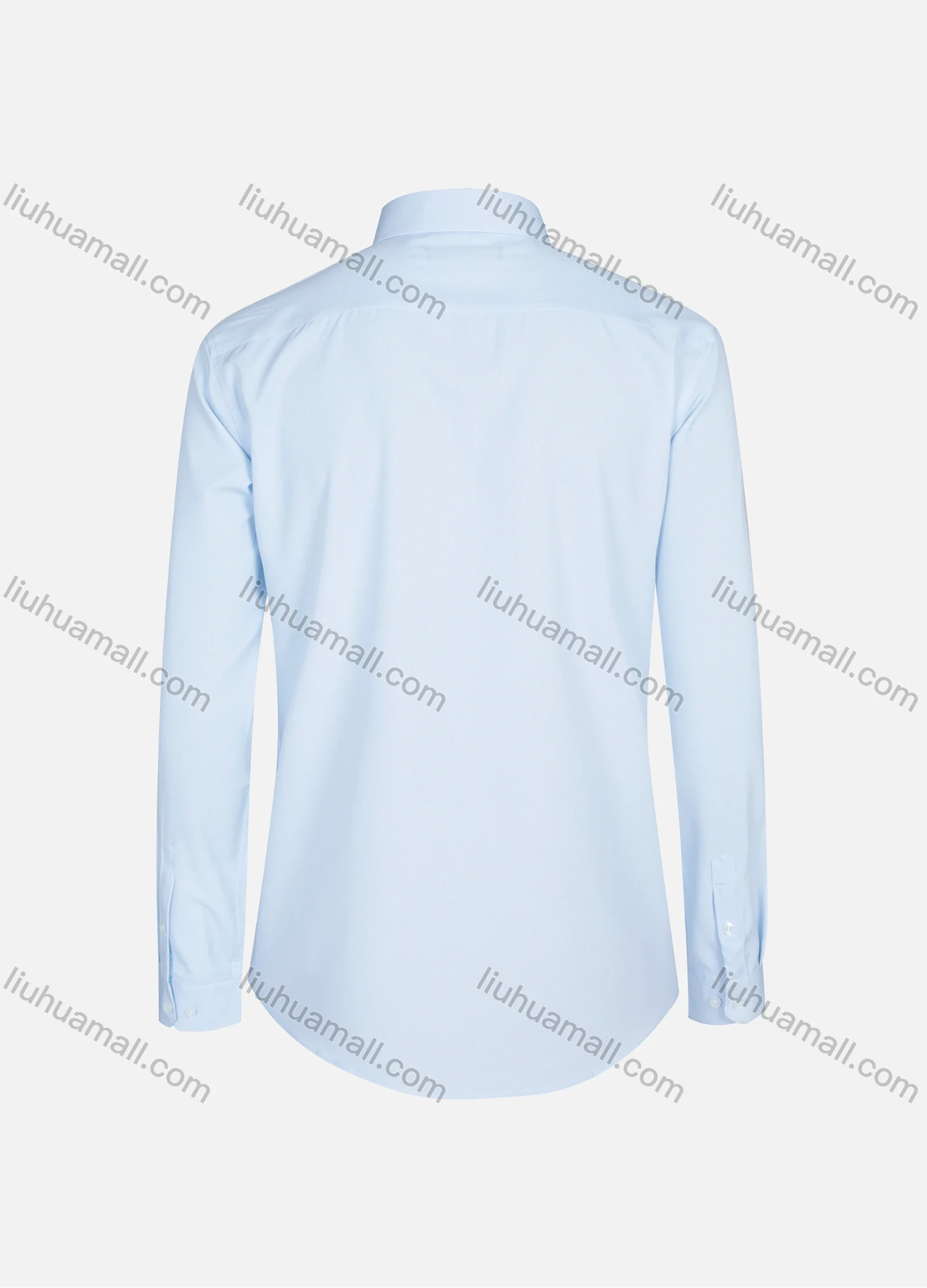 Wholesale Men's Business Collared Plain Patch Pocket Button Down Curved Hem Long Sleeve Shirt - Liuhuamall