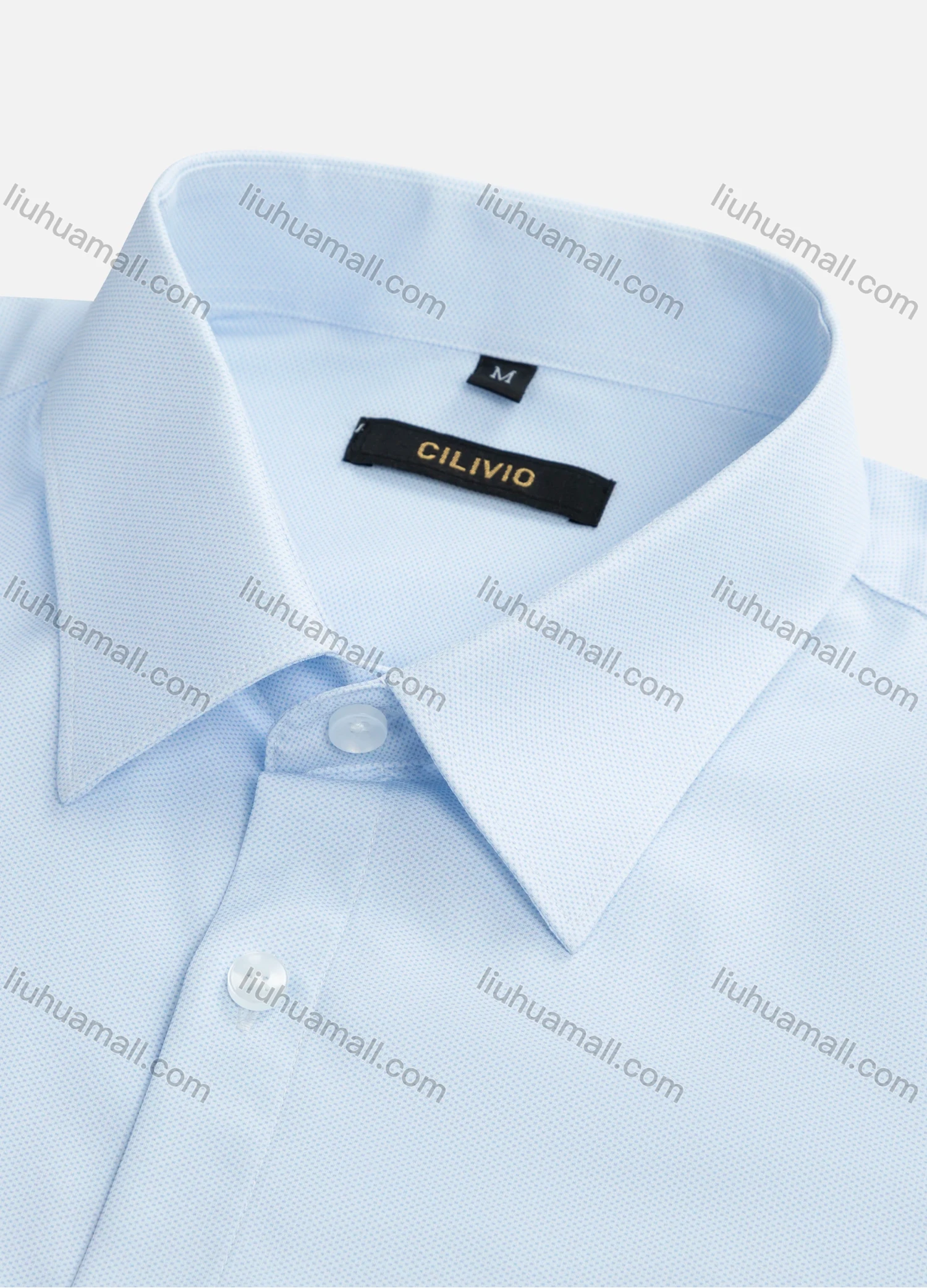 Wholesale Men's Business Collared Plain Patch Pocket Button Down Curved Hem Long Sleeve Shirt - Liuhuamall