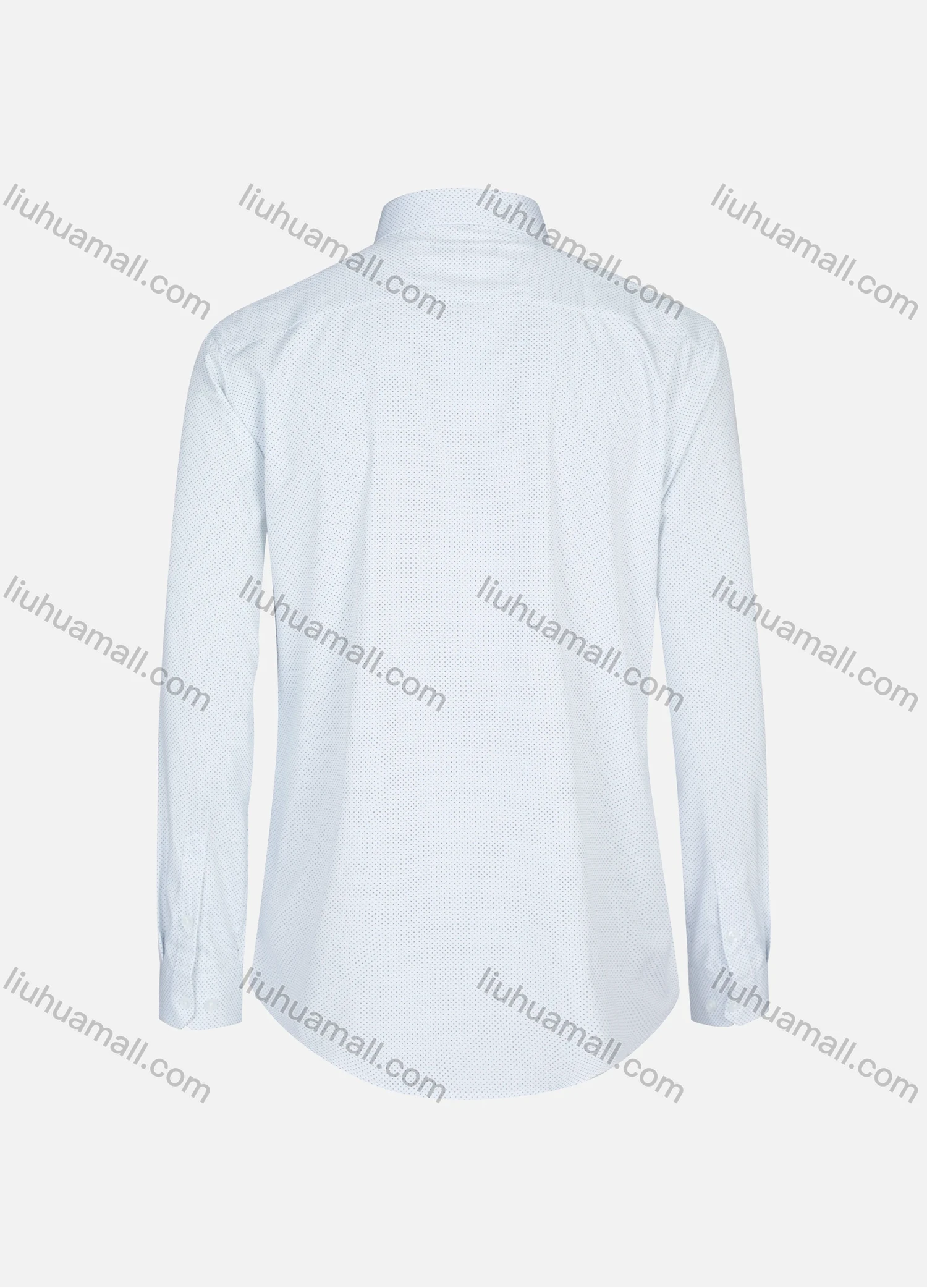 Wholesale Men's Casual Collared Pin Dot Print Patch Pocket Button Down Curved Hem Long Sleeve Shirt - Liuhuamall