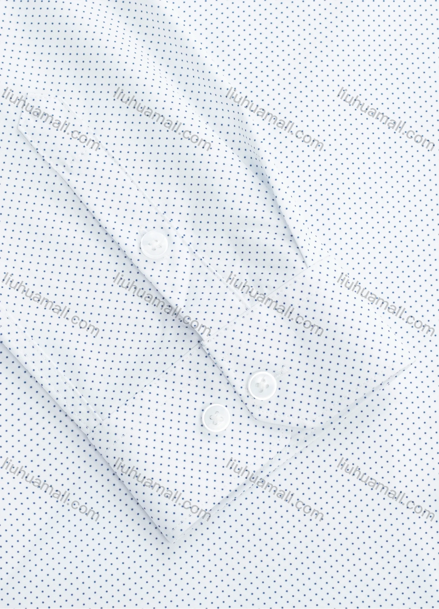 Wholesale Men's Casual Collared Pin Dot Print Patch Pocket Button Down Curved Hem Long Sleeve Shirt - Liuhuamall