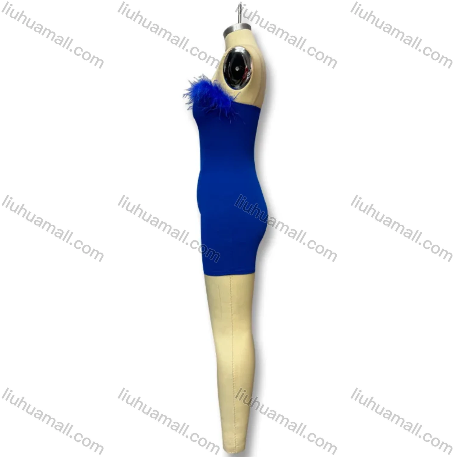 Wholesale Women's Sexy Off Shoulder Feahter Trim Mini Evening Dress - Liuhuamall