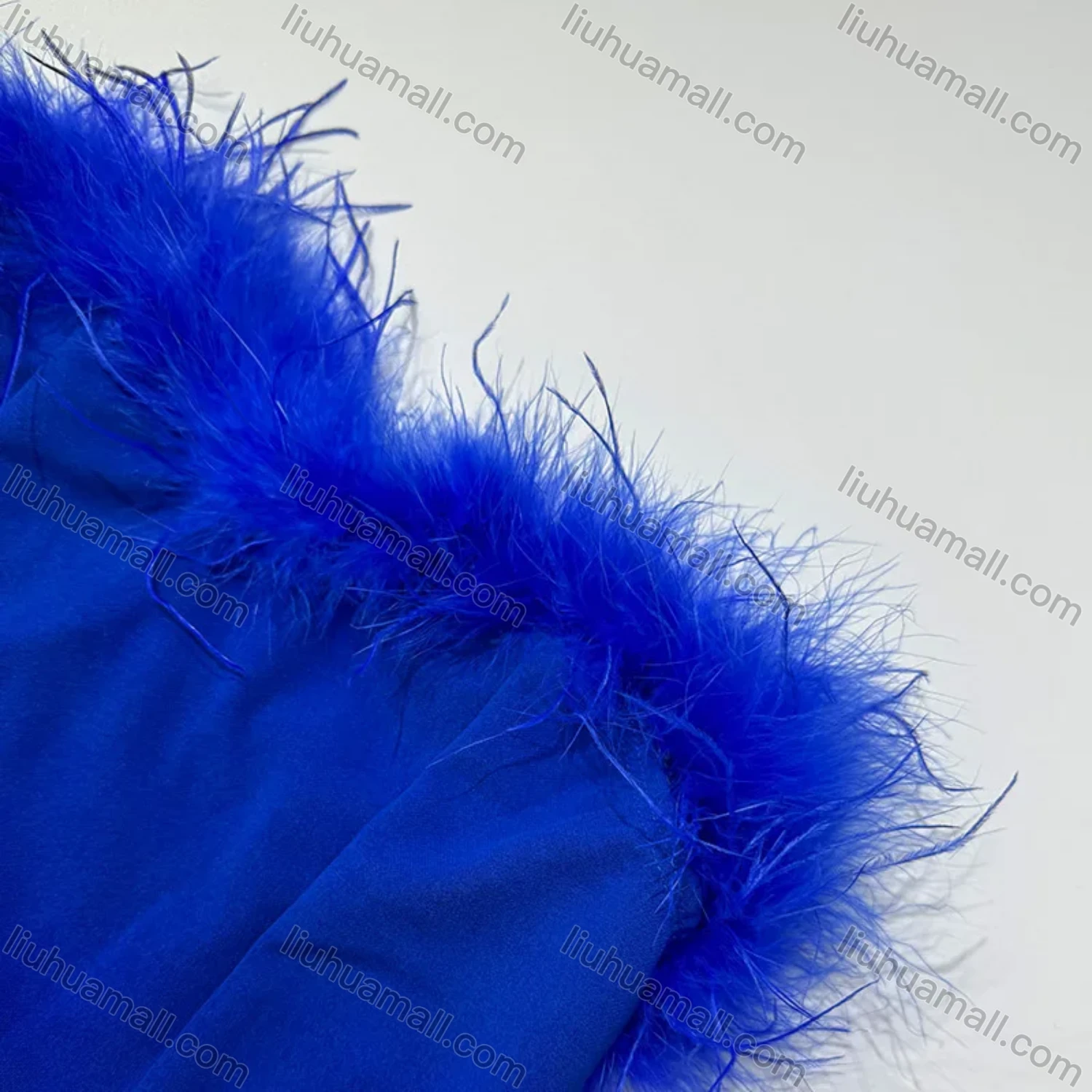 Wholesale Women's Sexy Off Shoulder Feahter Trim Mini Evening Dress - Liuhuamall