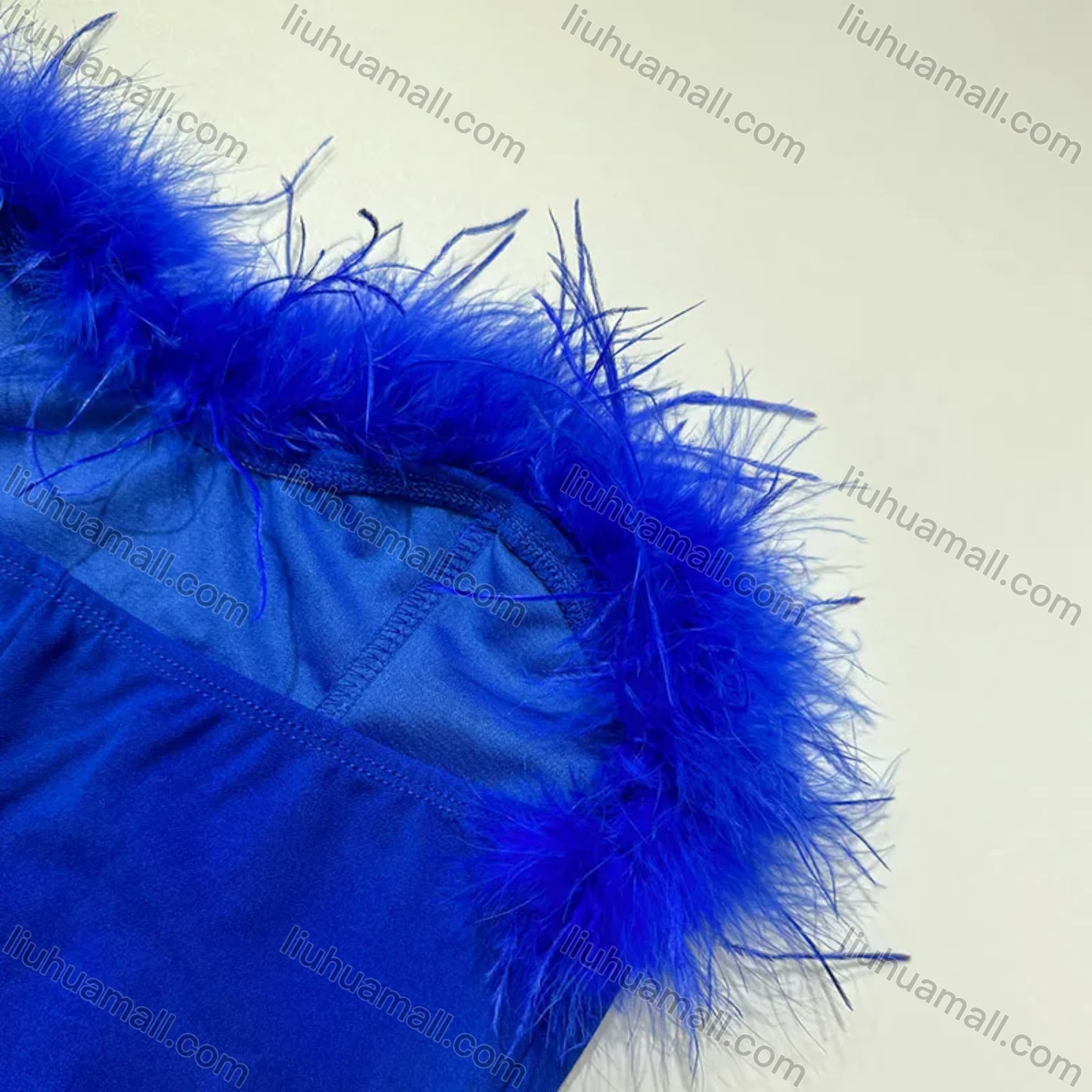 Wholesale Women's Sexy Off Shoulder Feahter Trim Mini Evening Dress - Liuhuamall