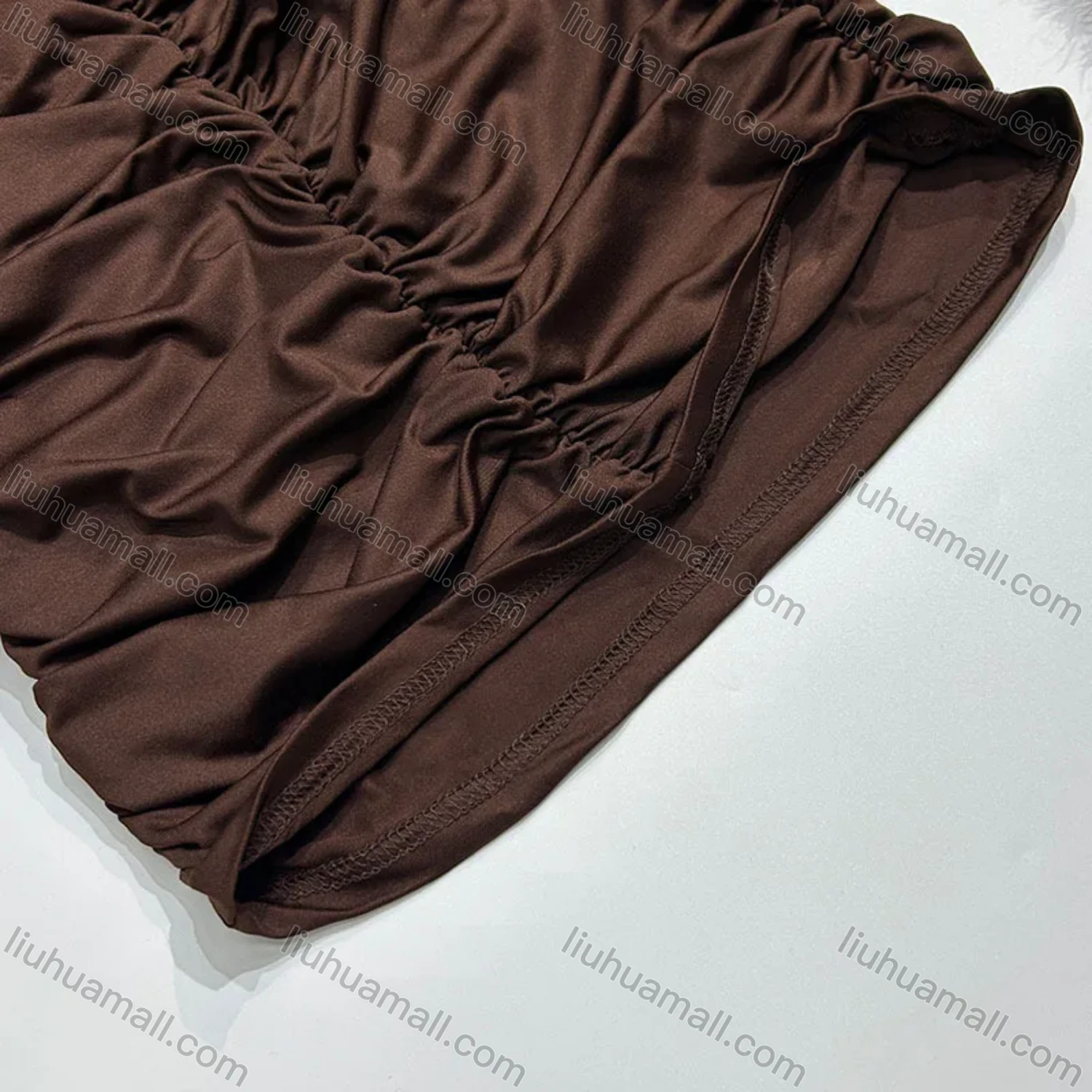 Wholesale Women's Elegant Crew Neck Long Sleeve Ruched Cut Out Splicing Mini Evening Dress - Liuhuamall