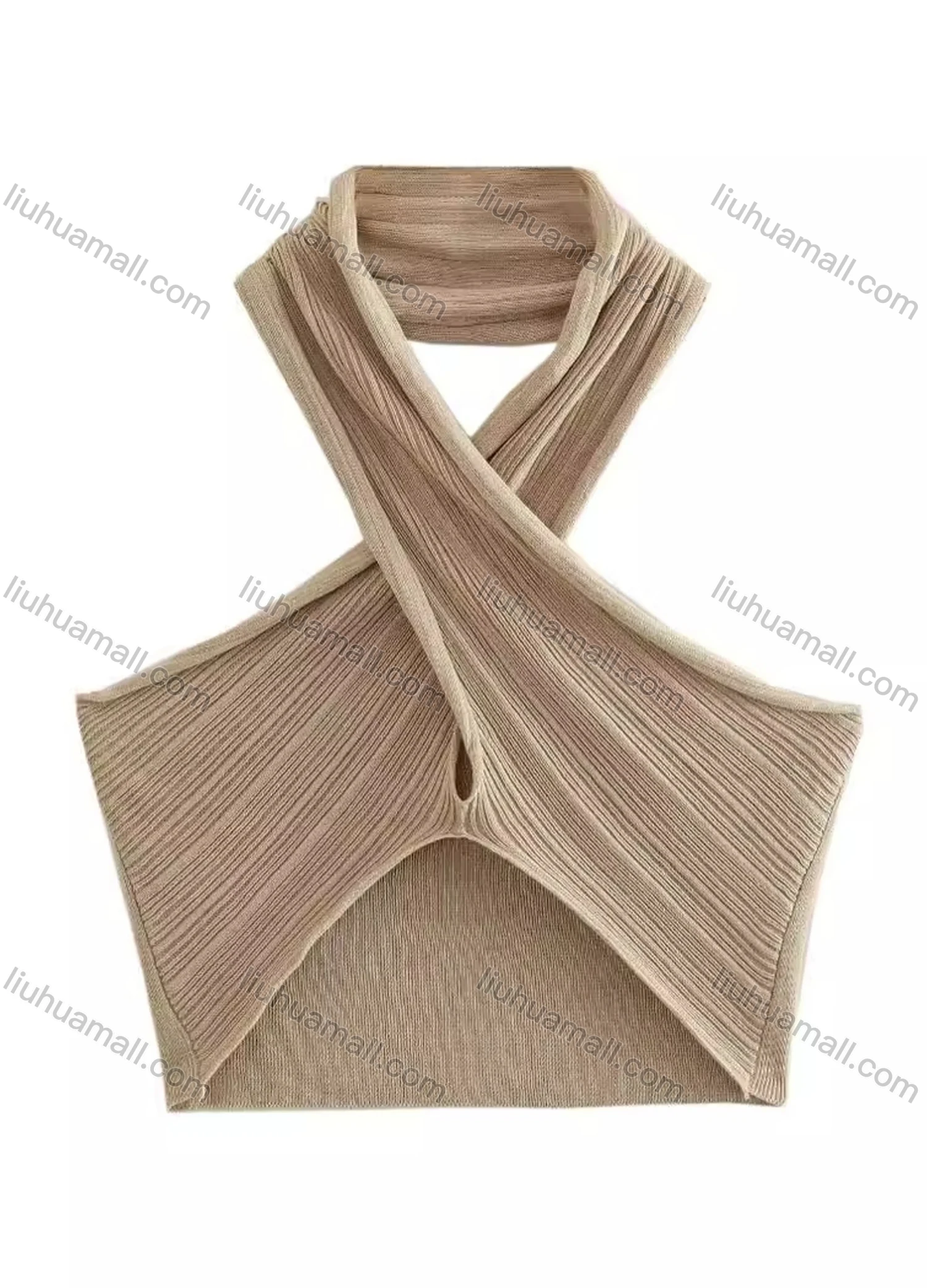 Wholesale Women's Sexy Cable Knit Criss Cross Crop Top & Split Thign Maxi Skirt Set - Liuhuamall