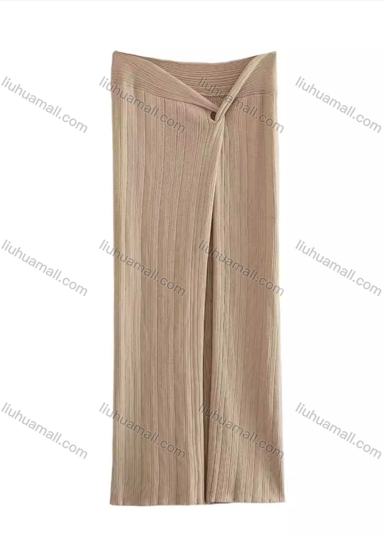 Wholesale Women's Sexy Cable Knit Criss Cross Crop Top & Split Thign Maxi Skirt Set - Liuhuamall