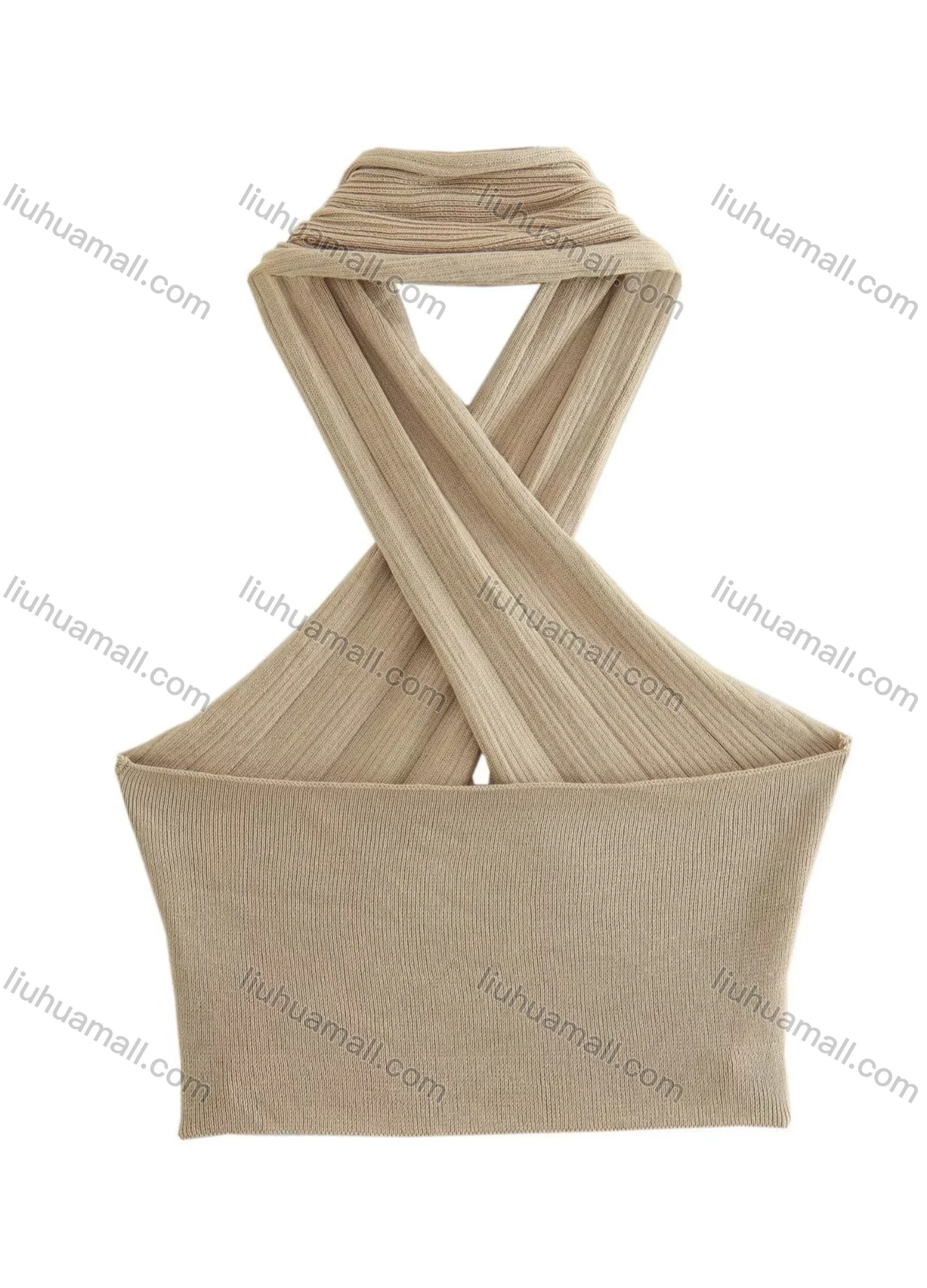 Wholesale Women's Sexy Cable Knit Criss Cross Crop Top & Split Thign Maxi Skirt Set - Liuhuamall