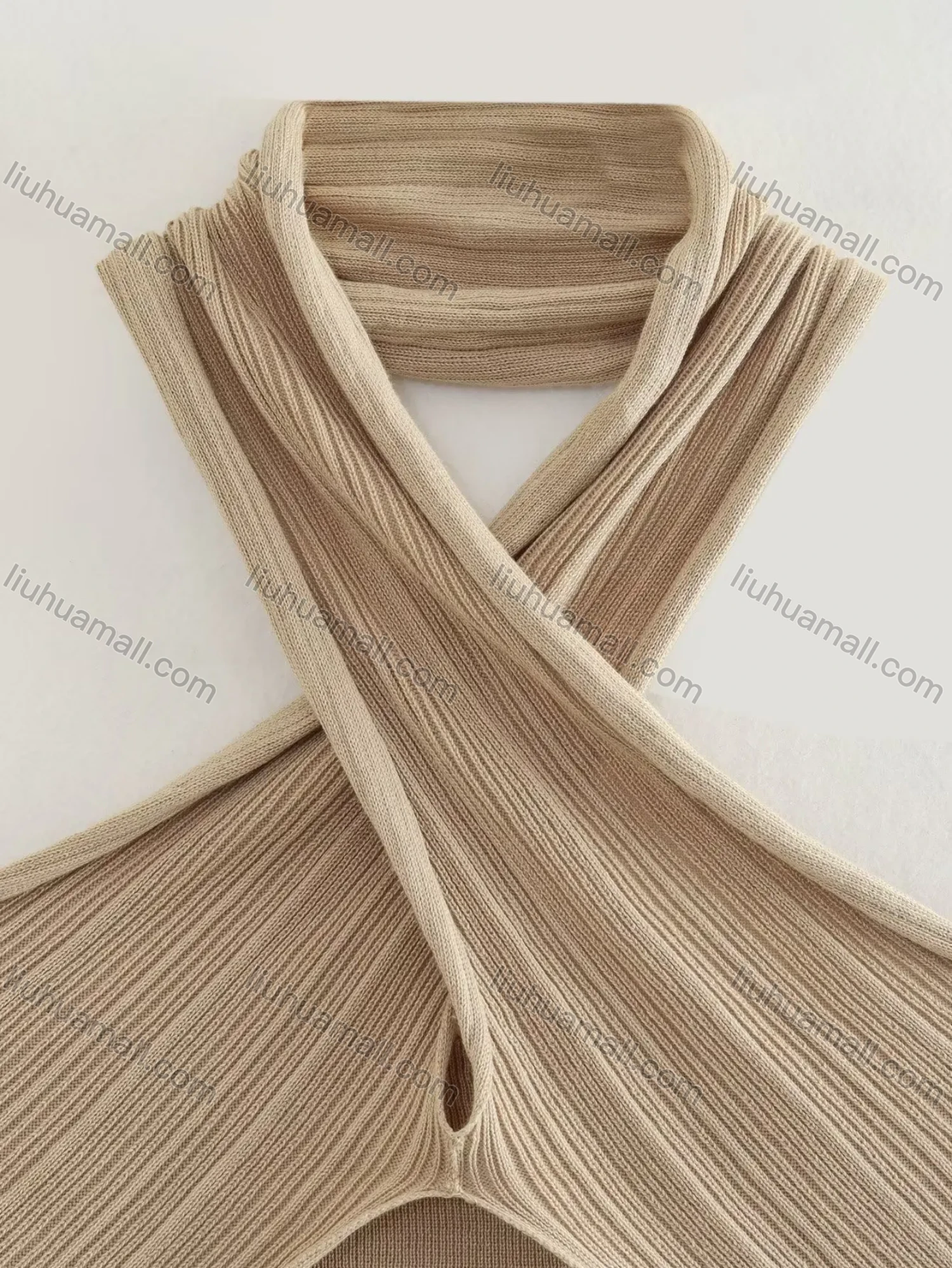 Wholesale Women's Sexy Cable Knit Criss Cross Crop Top & Split Thign Maxi Skirt Set - Liuhuamall