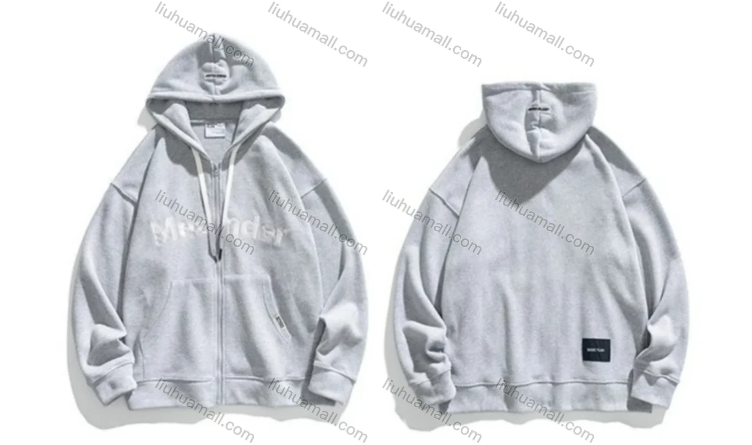 Wholesale Men's Embroidered Letters Gradient Drawstring Zip Up Casual Hoodie Sweatshirt With Kangaroo Pocket - Liuhuamall