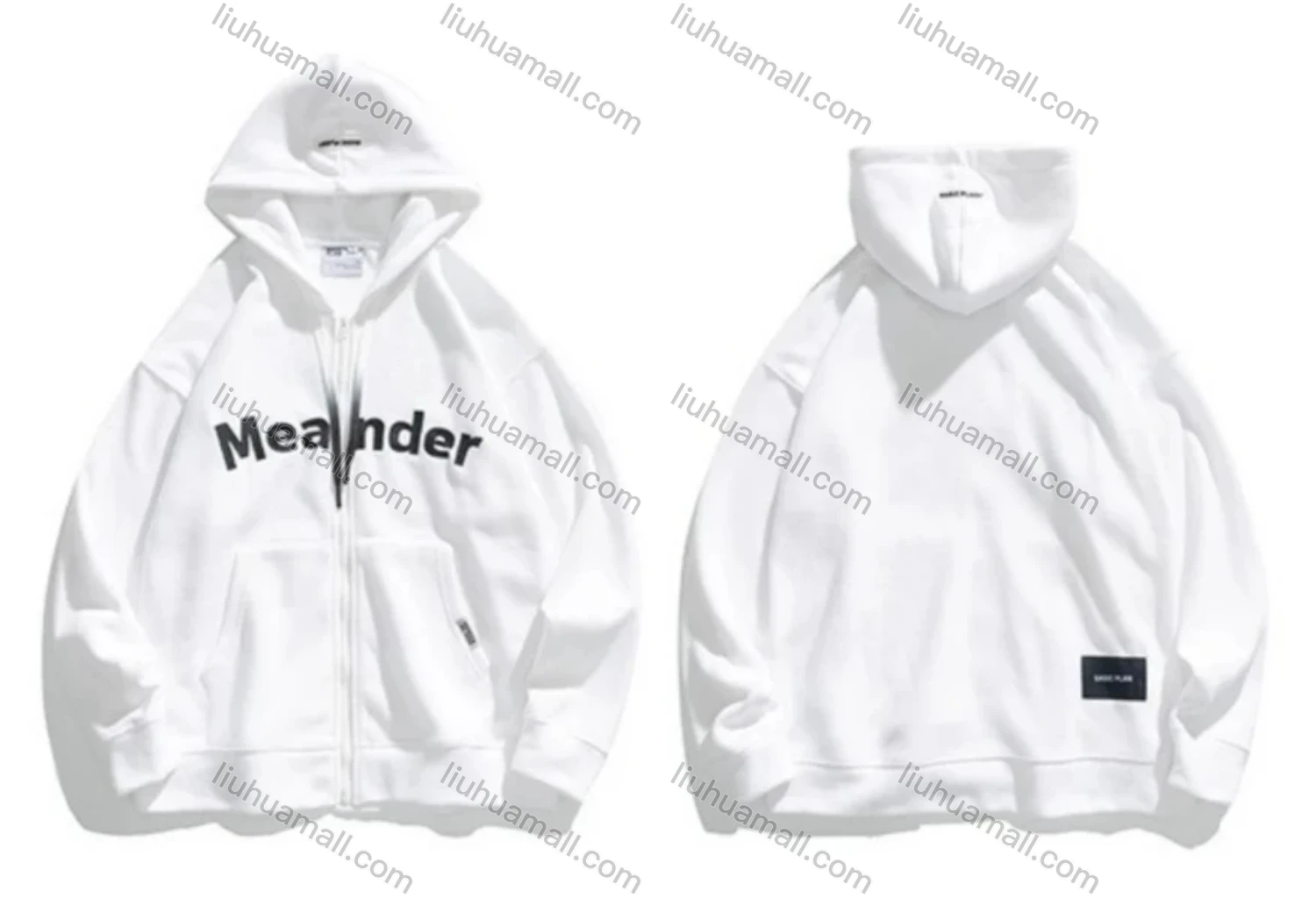 Wholesale Men's Embroidered Letters Gradient Drawstring Zip Up Casual Hoodie Sweatshirt With Kangaroo Pocket - Liuhuamall