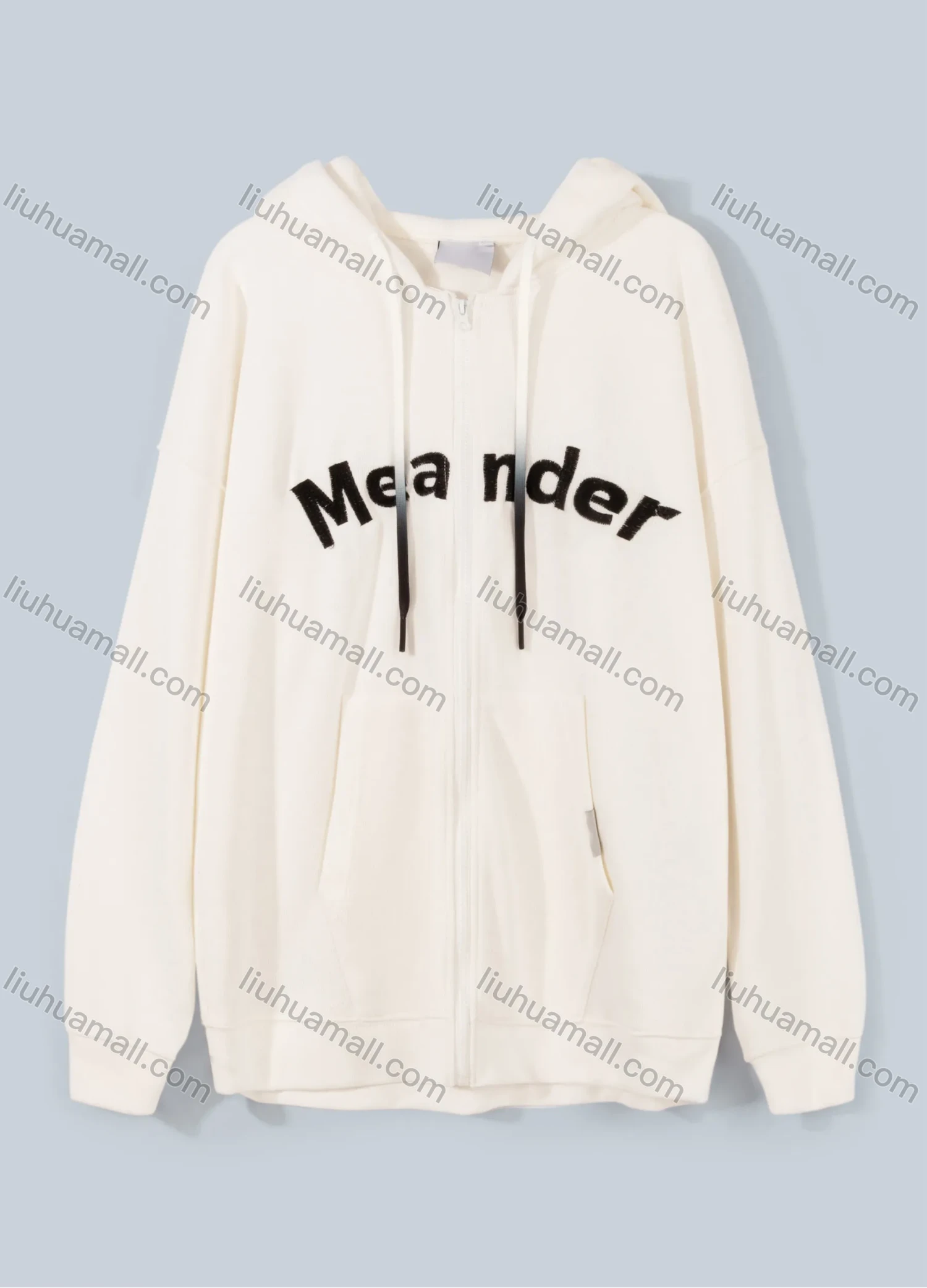 Wholesale Men's Embroidered Letters Gradient Drawstring Zip Up Casual Hoodie Sweatshirt With Kangaroo Pocket - Liuhuamall