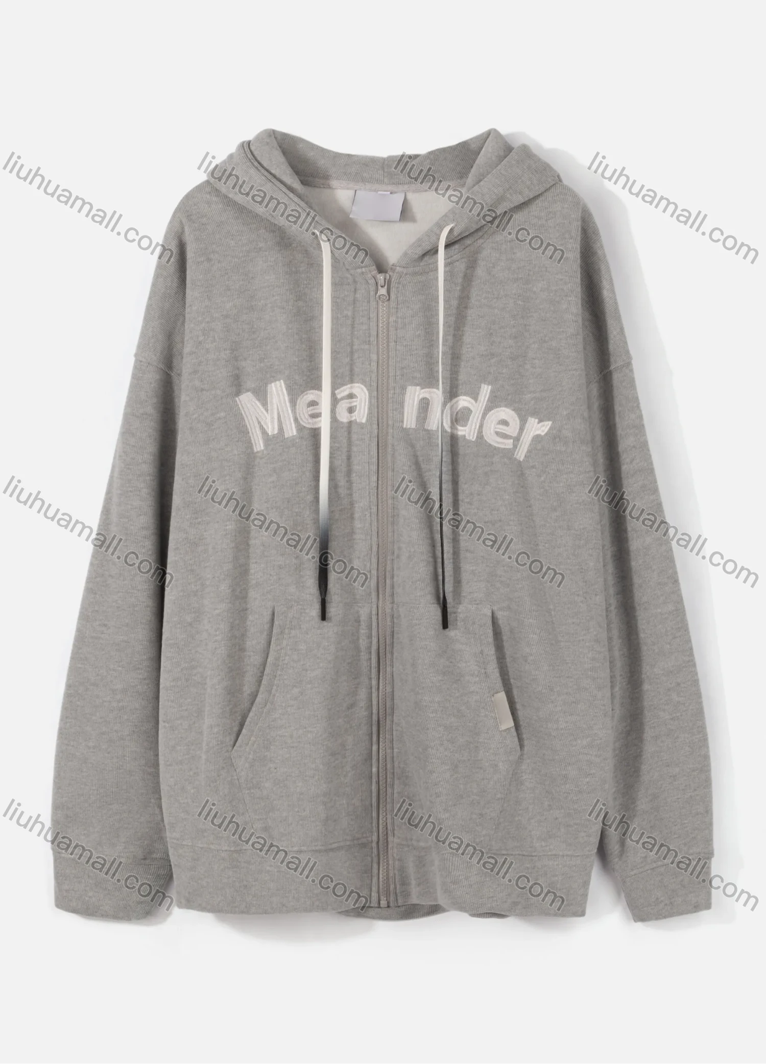 Wholesale Men's Embroidered Letters Gradient Drawstring Zip Up Casual Hoodie Sweatshirt With Kangaroo Pocket - Liuhuamall