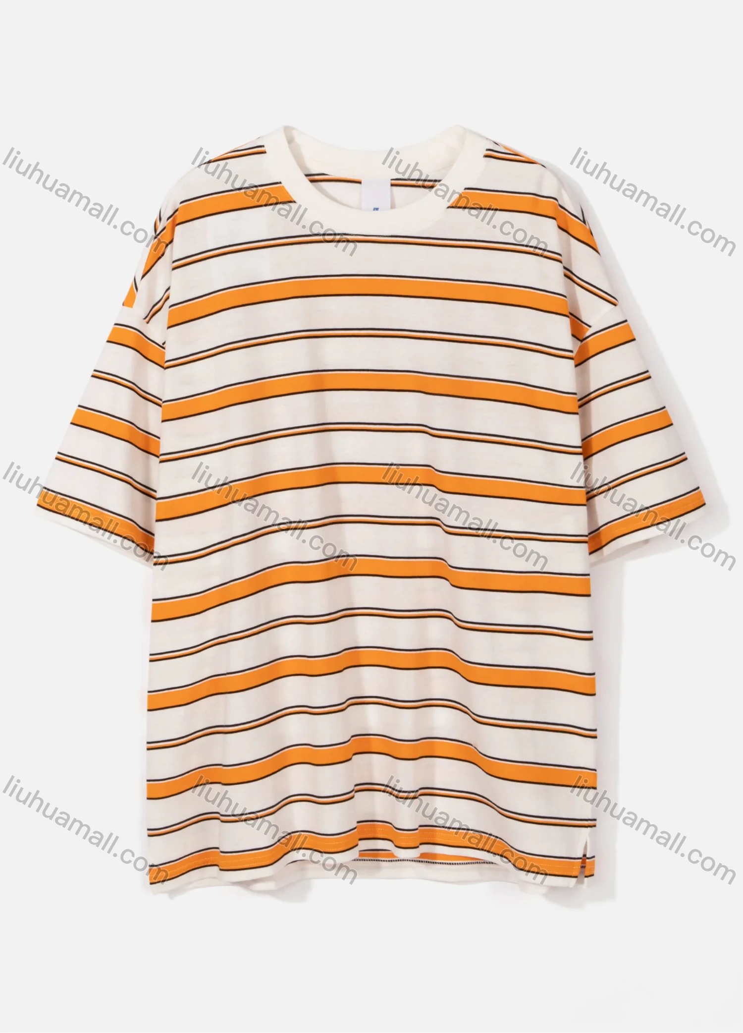 Wholesale Men's Loose Fit Drop Shoulder Comfort Crew Neck Short Sleeve Striped Casual T Shirt - Liuhuamall
