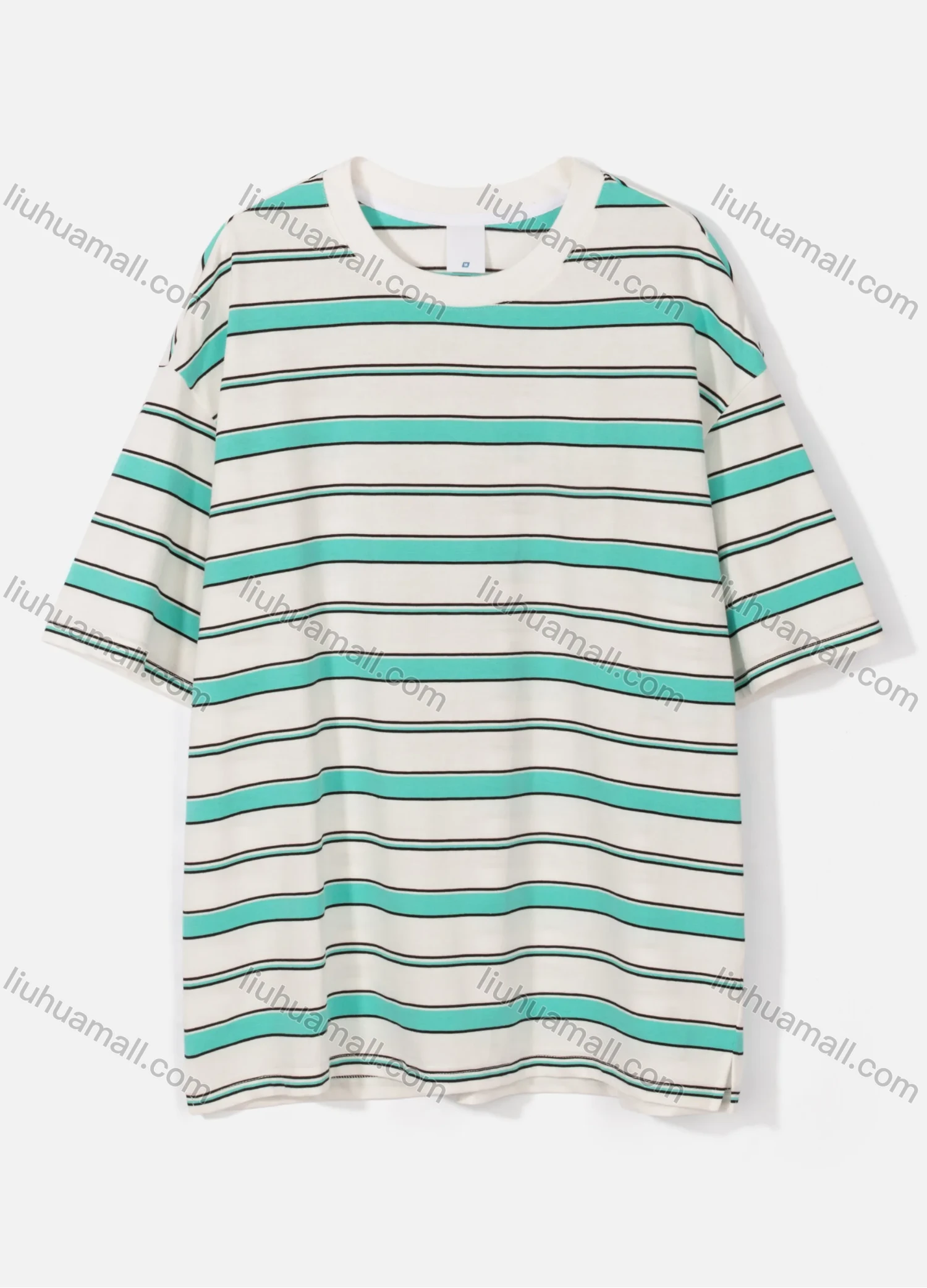 Wholesale Men's Loose Fit Drop Shoulder Comfort Crew Neck Short Sleeve Striped Casual T Shirt - Liuhuamall