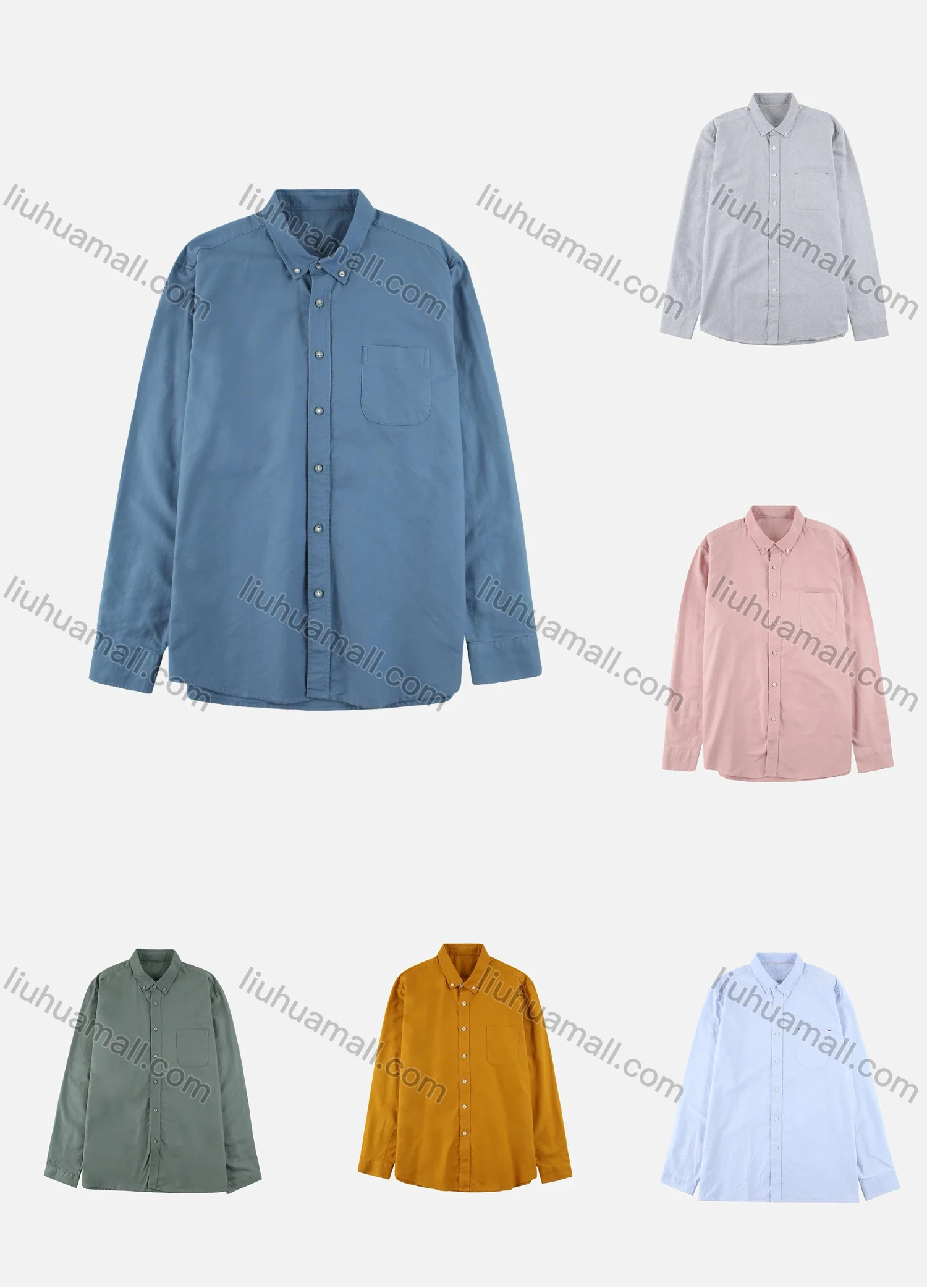 Wholesale Men's Plain 100% Cotton Patch Pocket Casual Shirt - Liuhuamall