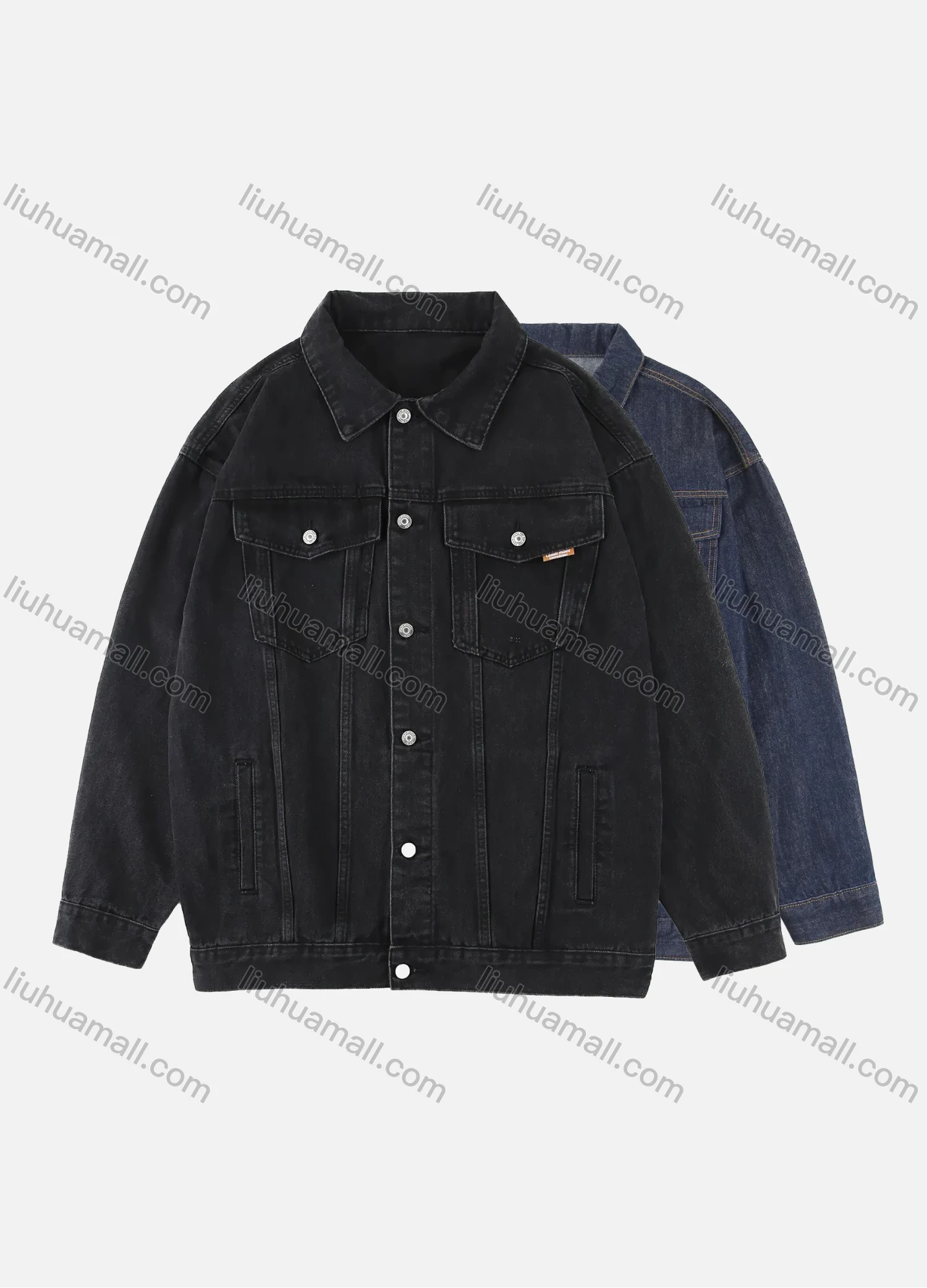 Wholesale Men's Plus Size Button Open Front Basics Denim Jacket With Flap Pockets 8301 - Liuhuamall